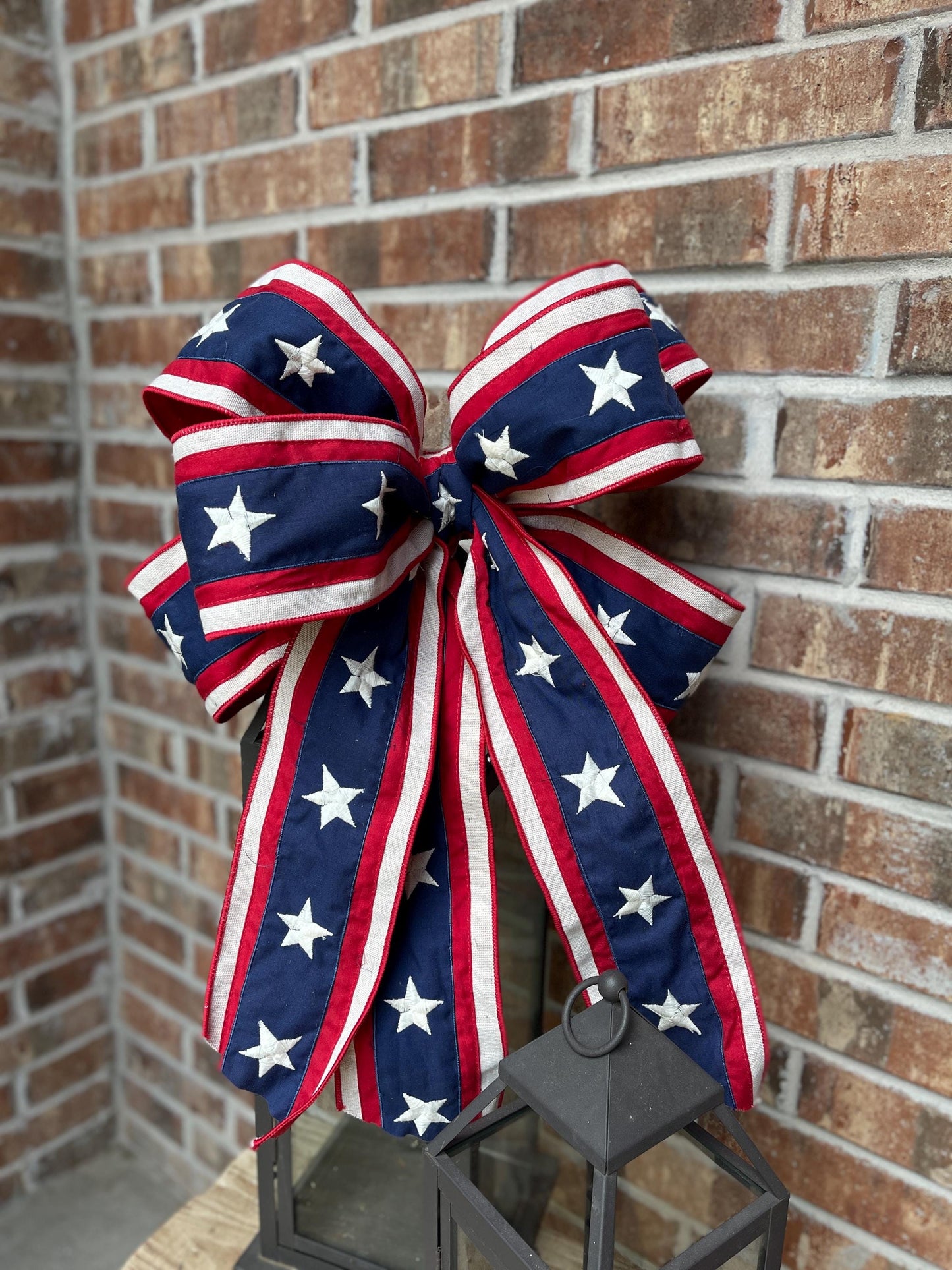 Patriotic bow, lantern swag, wreath bow