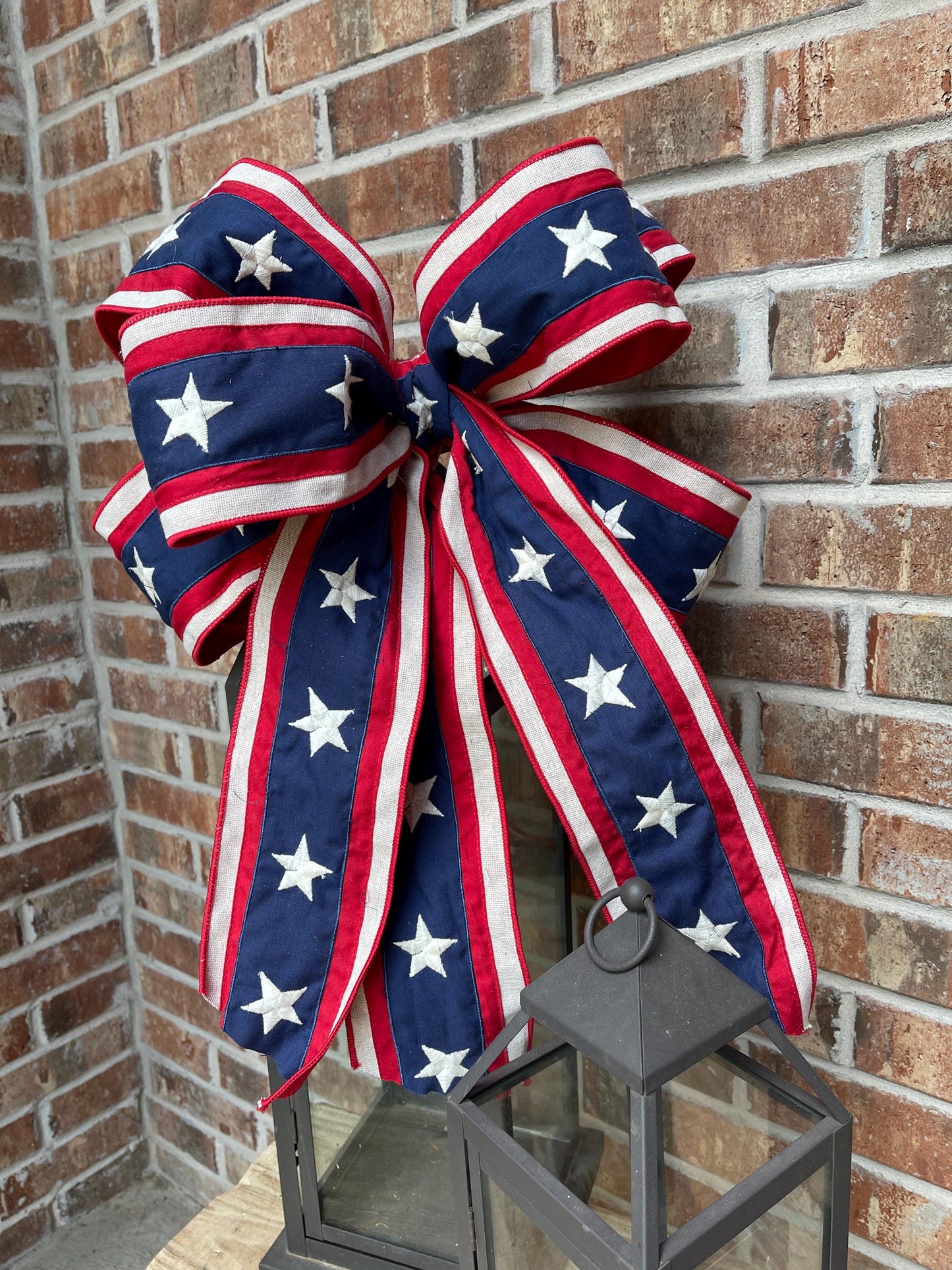 Patriotic bow, lantern swag, wreath bow