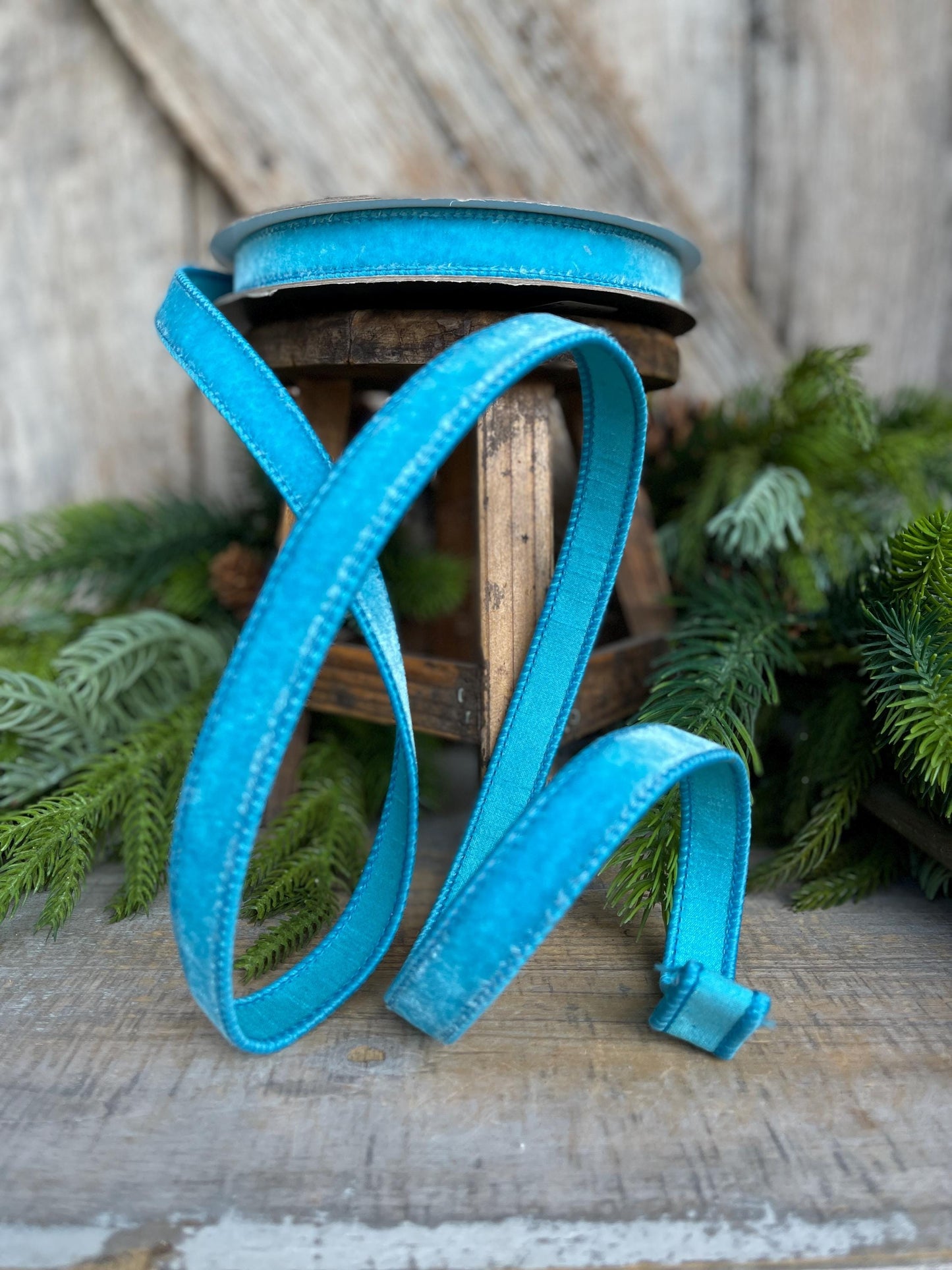 3/4" Sky Blue Velvet Ribbon, Farrisilk Ribbon, Velvet Ribbon