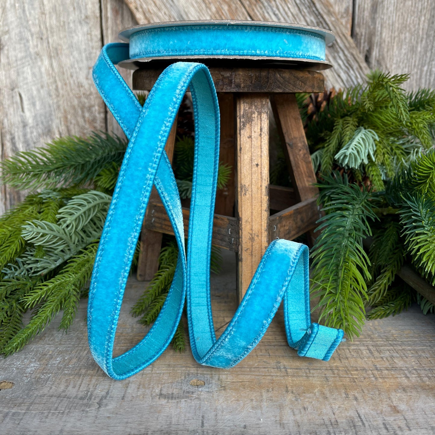 3/4" Sky Blue Velvet Ribbon, Farrisilk Ribbon, Velvet Ribbon
