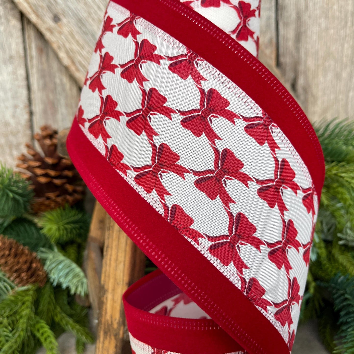 4" Coquette Red Bow Ribbon, Red Bow Ribbon, Red Christmas Ribbon, Christmas Gift Wrap Ribbon, Ribbon for Tree, Ribbon for Bows