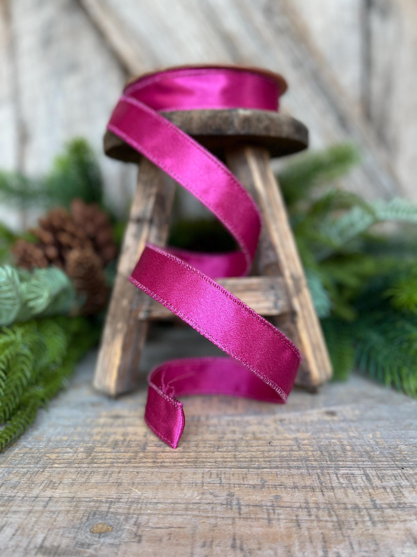 1" Hot Pink Satin Ribbon, Christmas Ribbon, Shimmer Satin Ribbon