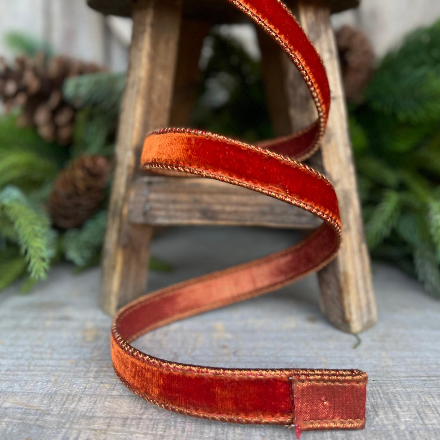 3/4" Cinammon Velvet Ribbon, Farrisilk Ribbon, Fall Ribbon