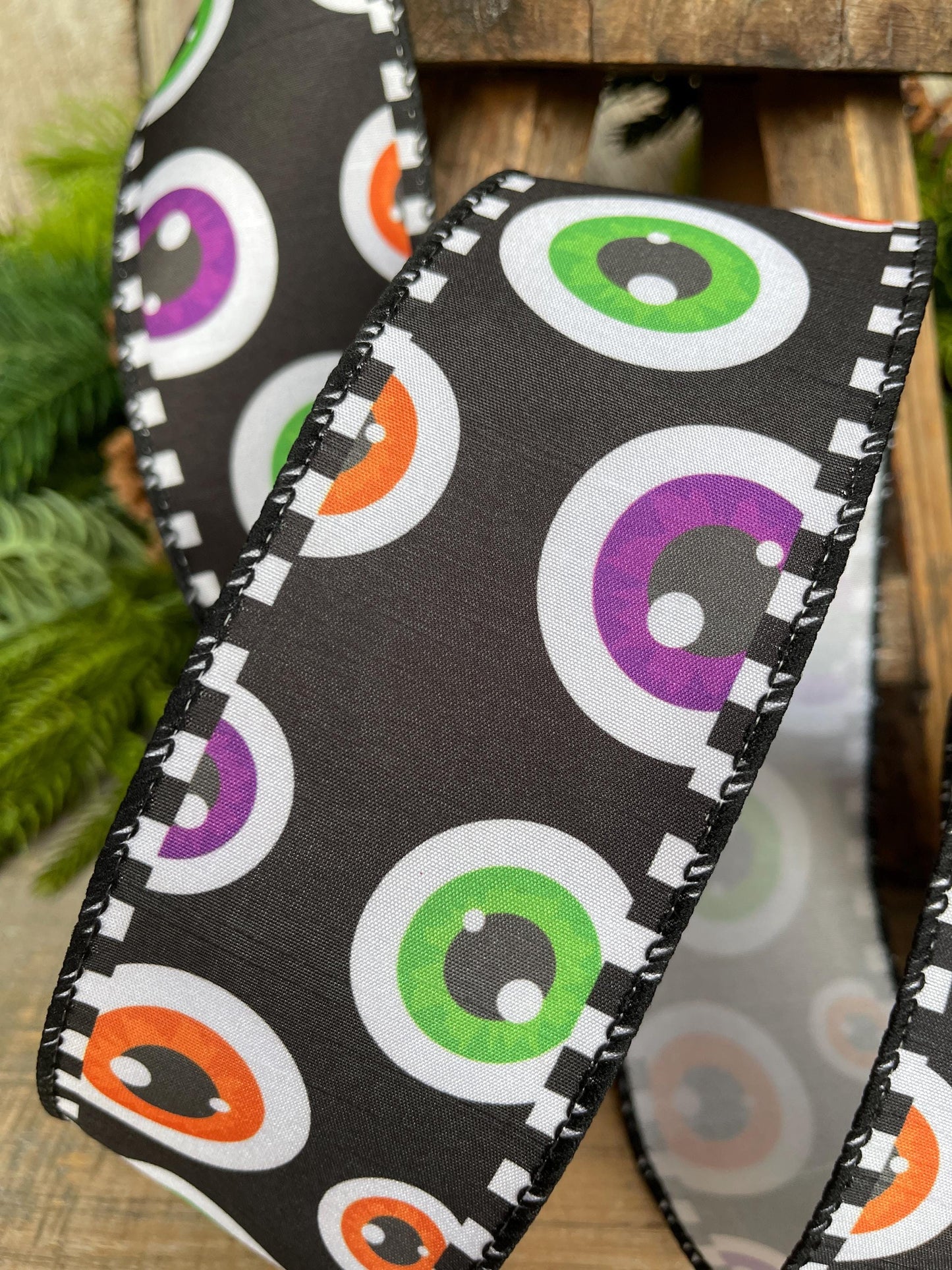 Eyeball Halloween Wired Ribbon - 2.5 inch x 10 Yards