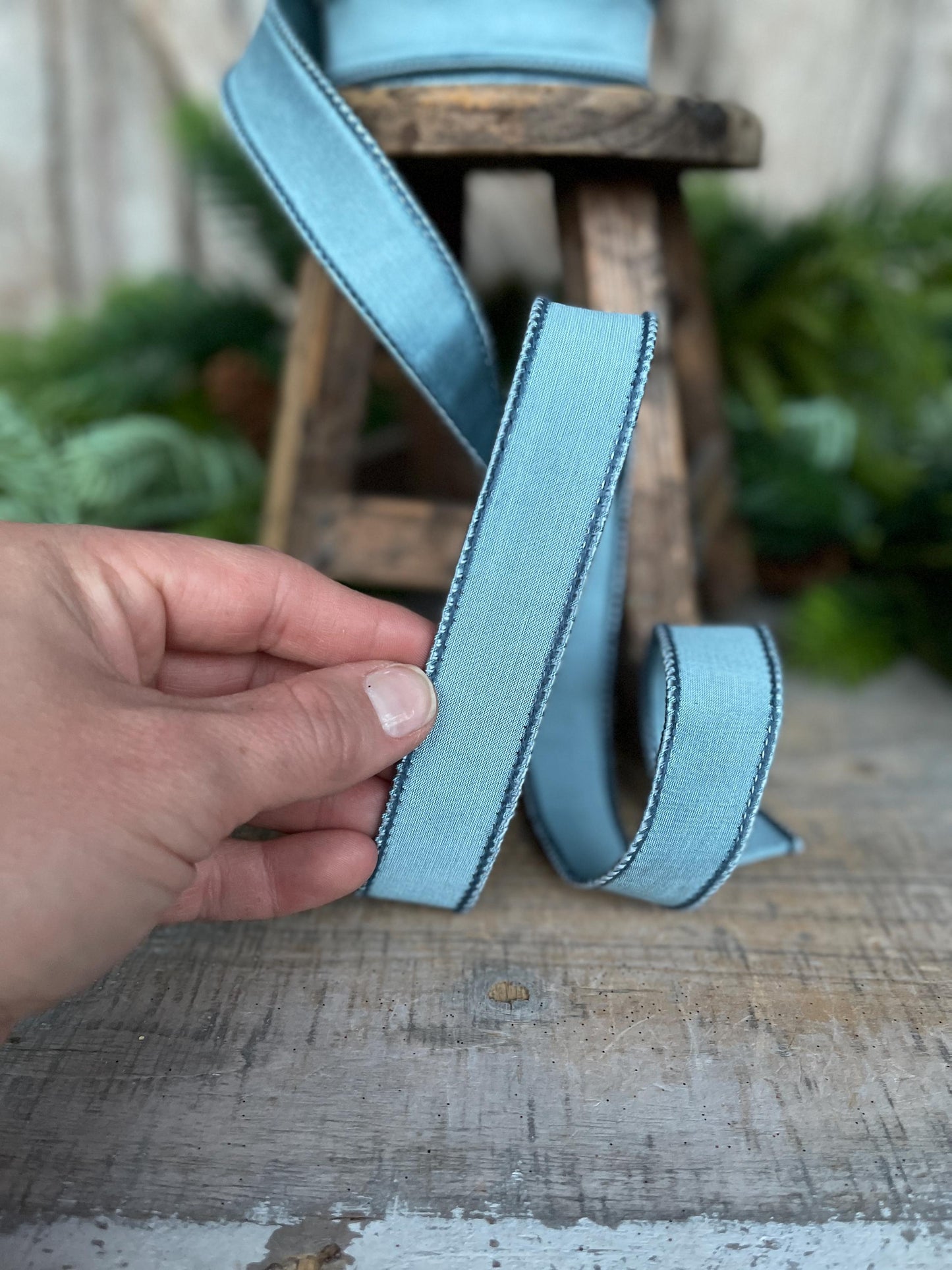 1" Steel Blue Taffeta, Farrislk ribbon, 1 inch Blue Ribbon