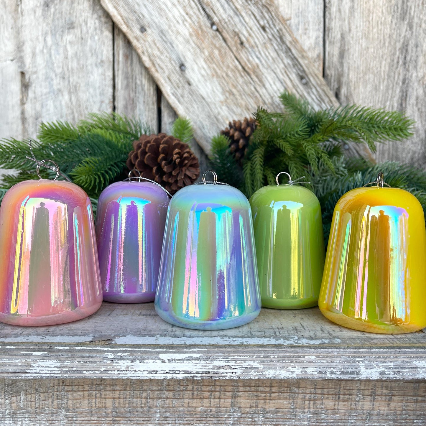 Set of 5 Gumdrop Iridescent Ornaments, Shatterproof Ornaments, Candy Ornaments