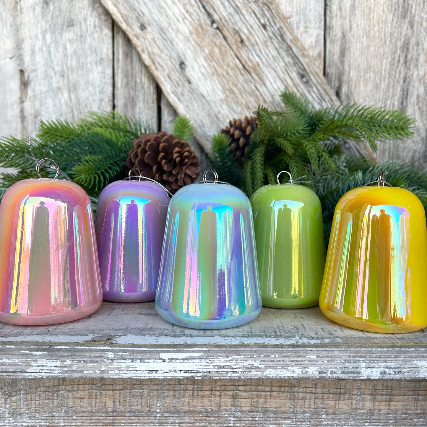 Set of 5 Gumdrop Iridescent Ornaments, Shatterproof Ornaments, Candy Ornaments
