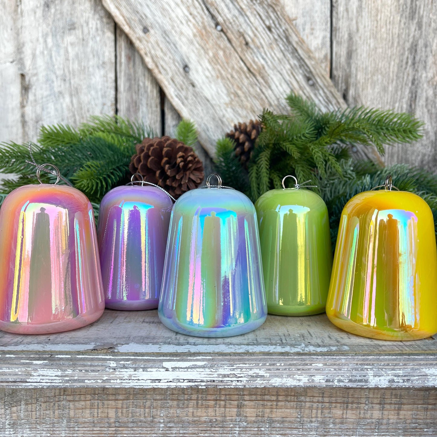 Set of 5 Gumdrop Iridescent Ornaments, Shatterproof Ornaments, Candy Ornaments