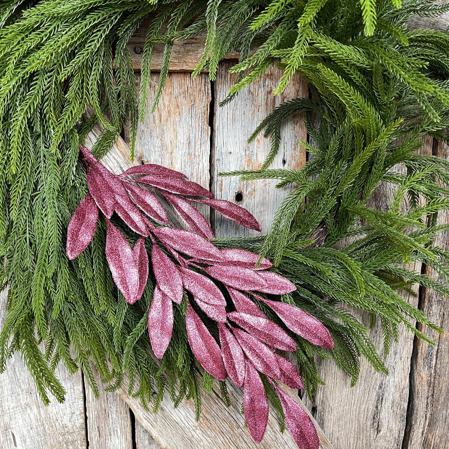 27" Mauve Pink Laurel Leaf Spray, Rose Leaf Spray, Christmas Tree Picks, 86483MV
