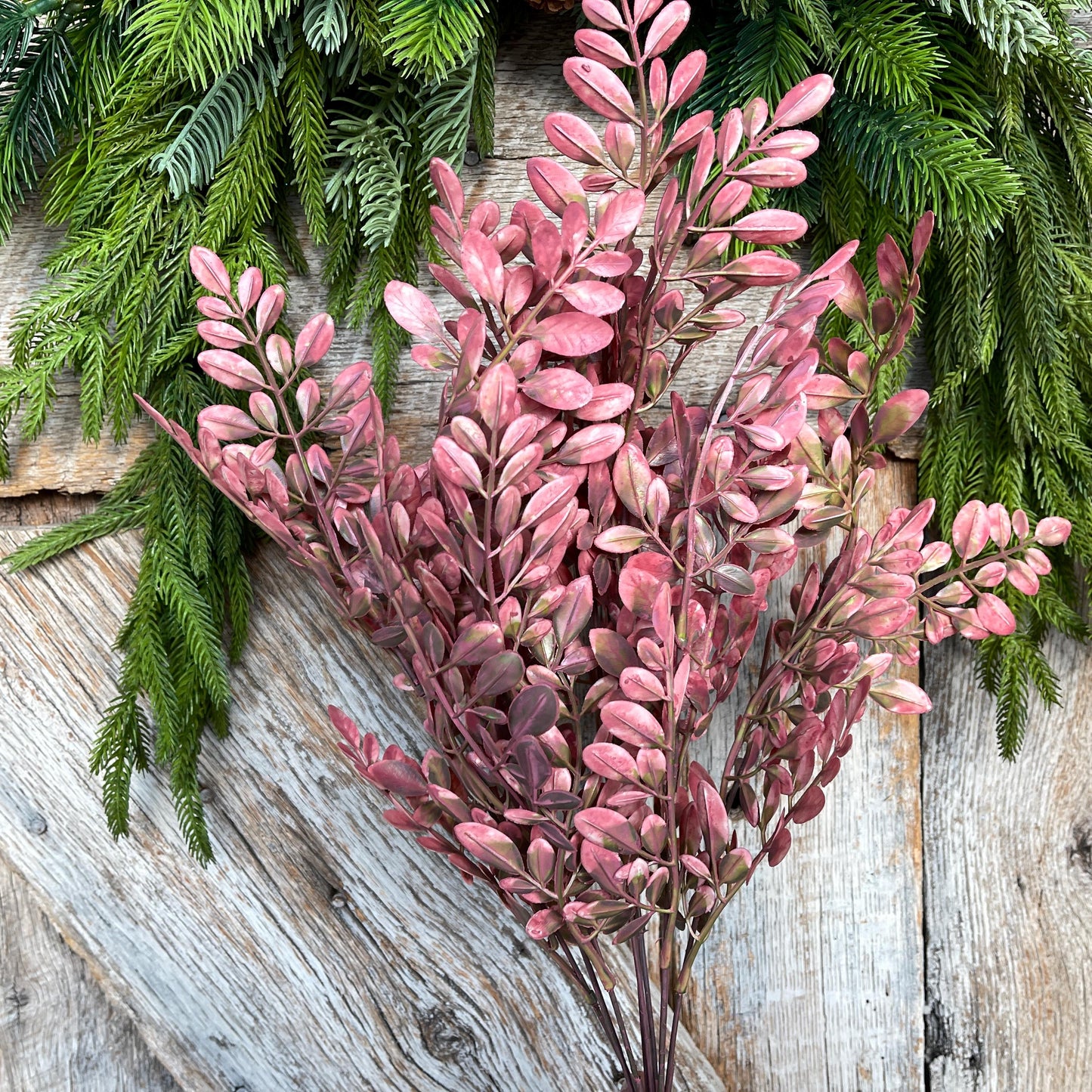 Mauve Pink Hemlock Greenery Bush: 21" Christmas & Fall Filler
