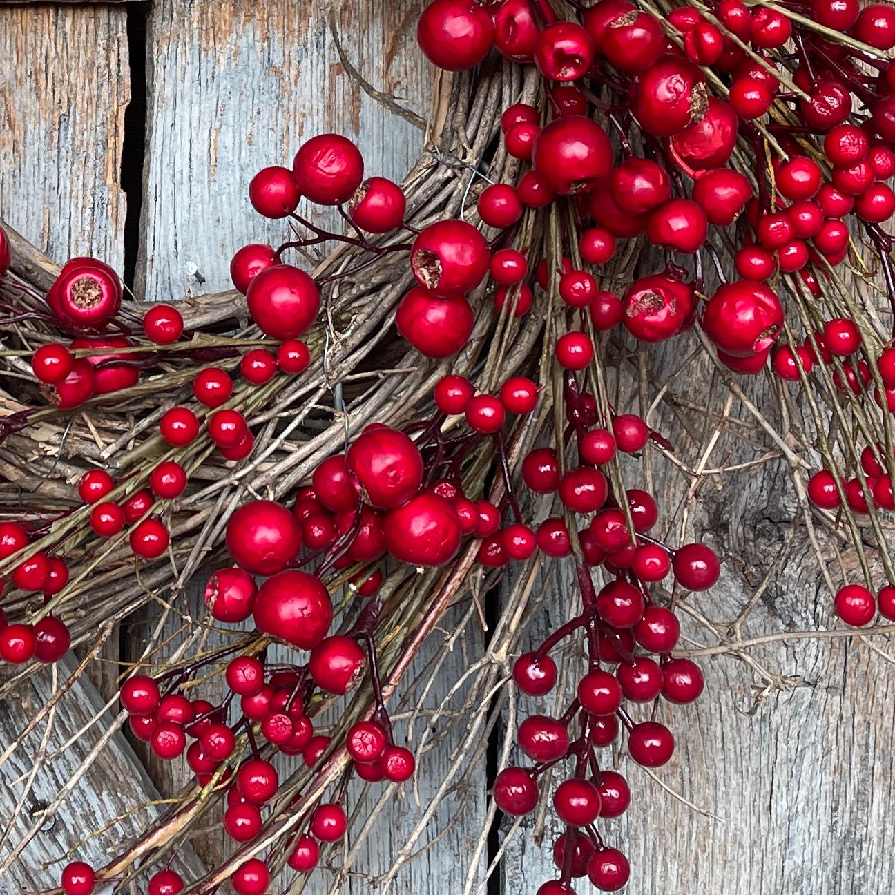 26" Christmas Red Berry Wreath, Cranberry Wreath, Red Wreath, Christmas Front Door, Woodsey Christmas Wreath, Artificial Wreath