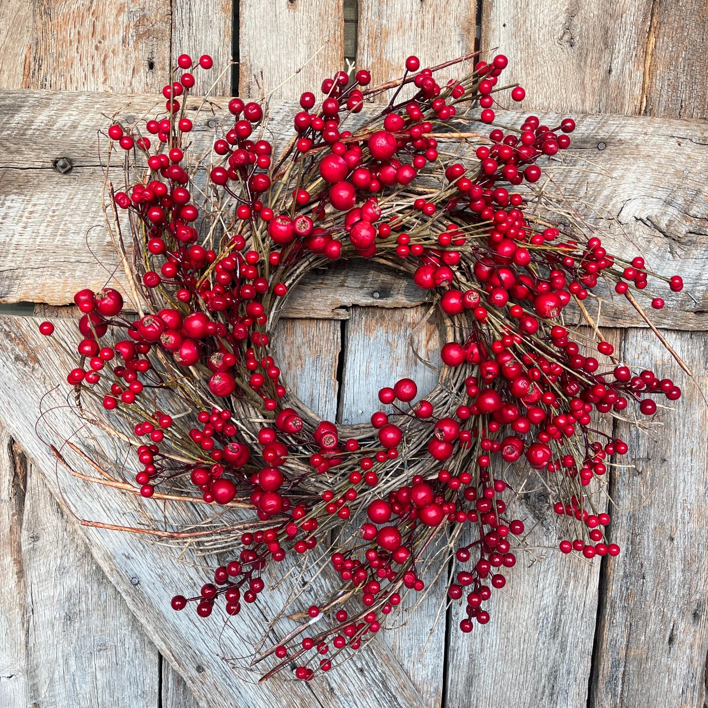 26" Christmas Red Berry Wreath, Cranberry Wreath, Red Wreath, Christmas Front Door, Woodsey Christmas Wreath, Artificial Wreath