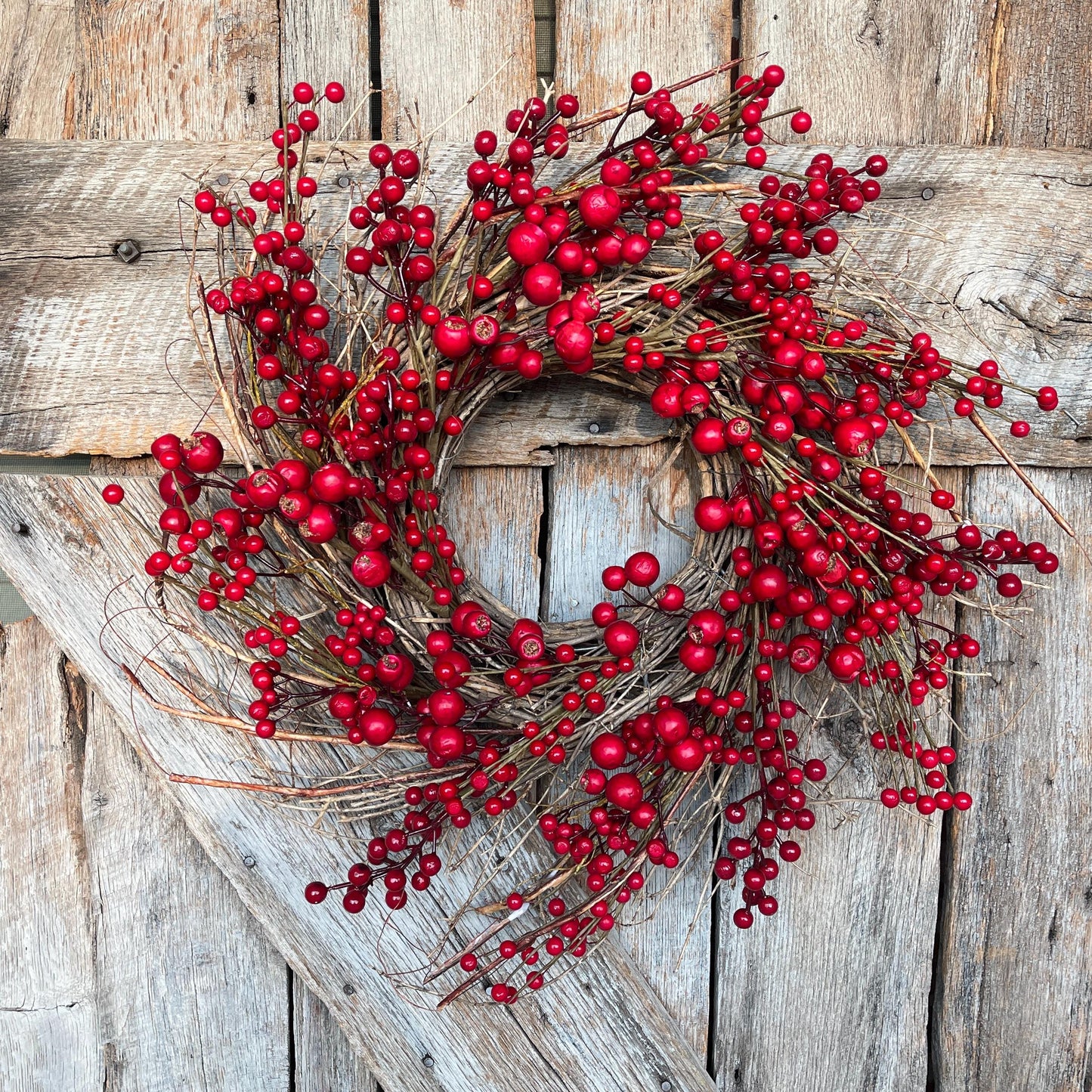 26" Christmas Red Berry Wreath, Cranberry Wreath, Red Wreath, Christmas Front Door, Woodsey Christmas Wreath, Artificial Wreath