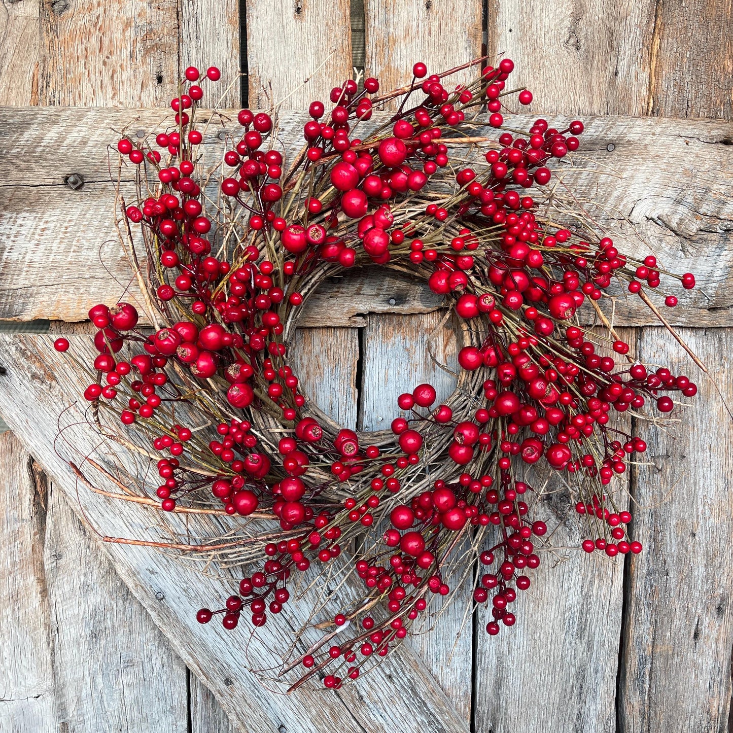26" Christmas Red Berry Wreath, Cranberry Wreath, Red Wreath, Christmas Front Door, Woodsey Christmas Wreath, Artificial Wreath