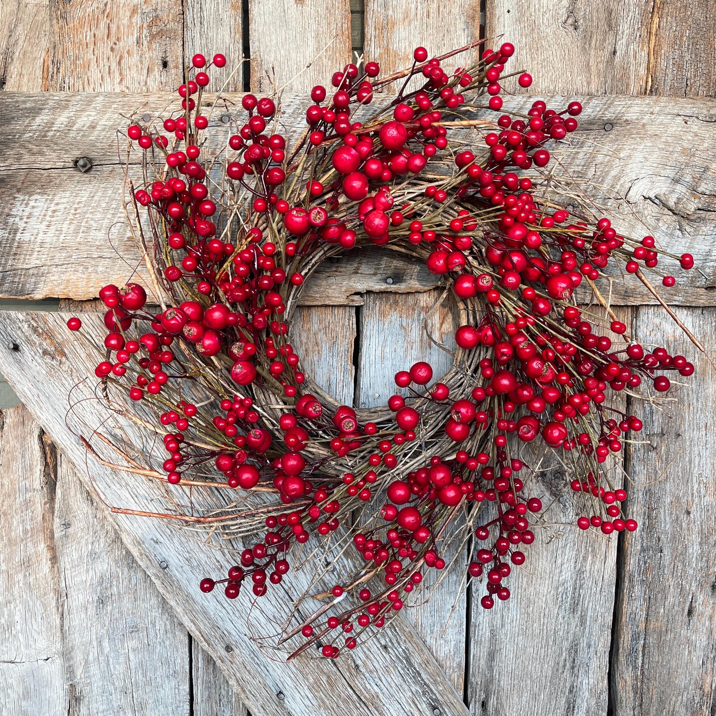 26" Christmas Red Berry Wreath, Cranberry Wreath, Red Wreath, Christmas Front Door, Woodsey Christmas Wreath, Artificial Wreath