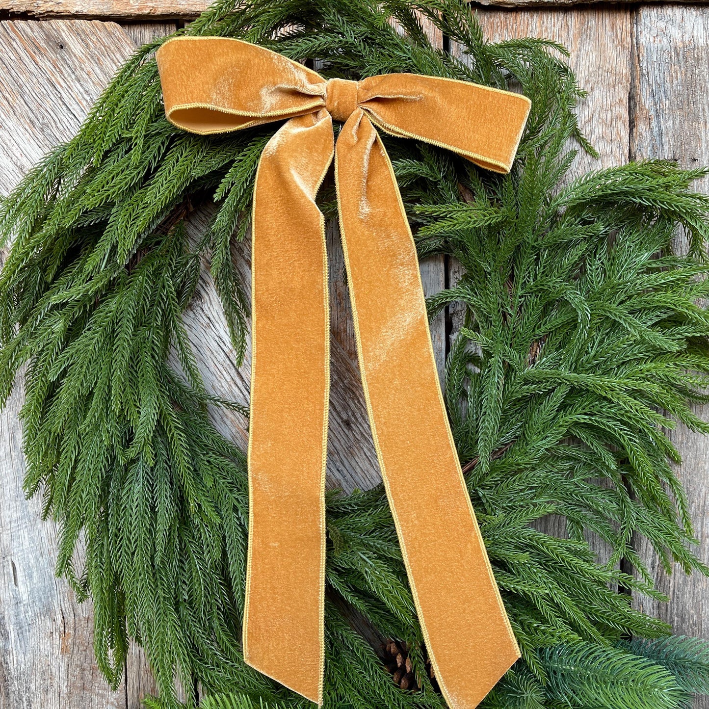 18" Gold Velvet Bow, Wreath Bow, Christmas Bow, Ruby Velvet Bow, Simple Bow, Unwired Bow, Bow for Christmas Tree, (bow only)