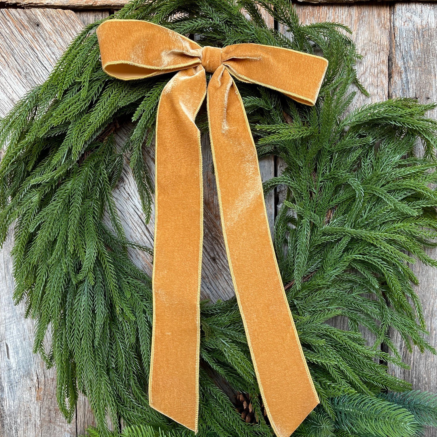 18" Gold Velvet Bow, Wreath Bow, Christmas Bow, Ruby Velvet Bow, Simple Bow, Unwired Bow, Bow for Christmas Tree, (bow only)