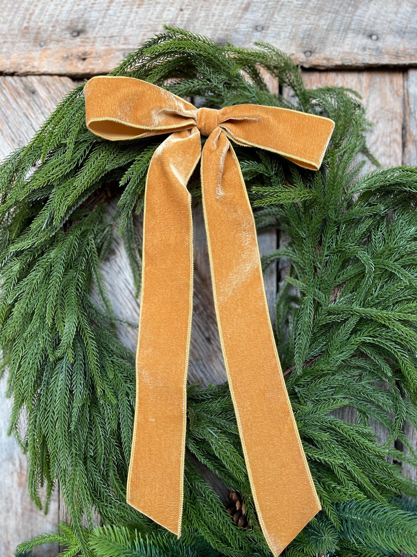 18" Gold Velvet Bow, Wreath Bow, Christmas Bow, Ruby Velvet Bow, Simple Bow, Unwired Bow, Bow for Christmas Tree, (bow only)