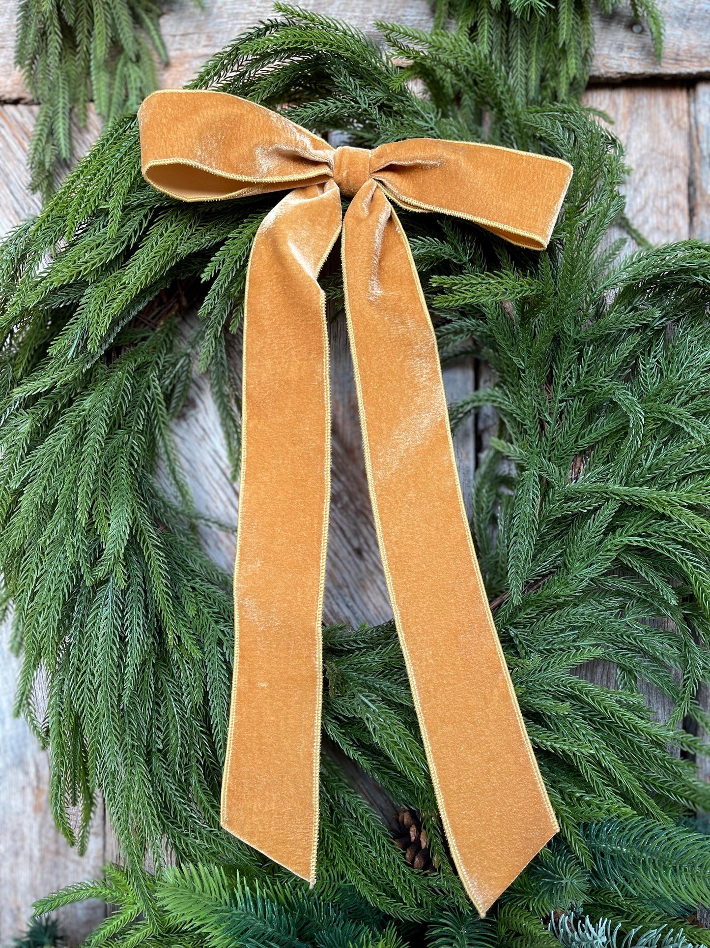 18" Gold Velvet Bow, Wreath Bow, Christmas Bow, Ruby Velvet Bow, Simple Bow, Unwired Bow, Bow for Christmas Tree, (bow only)