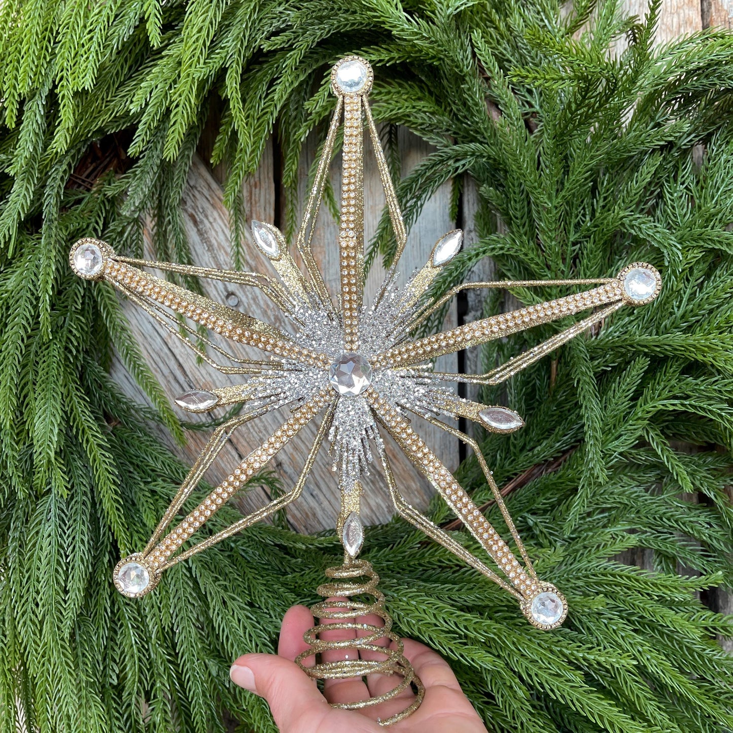 12" Gold & Silver Star Tree Topper, Star for Top Of Tree, Christmas Star, Gold Star for Tree, Christmas Tree Star