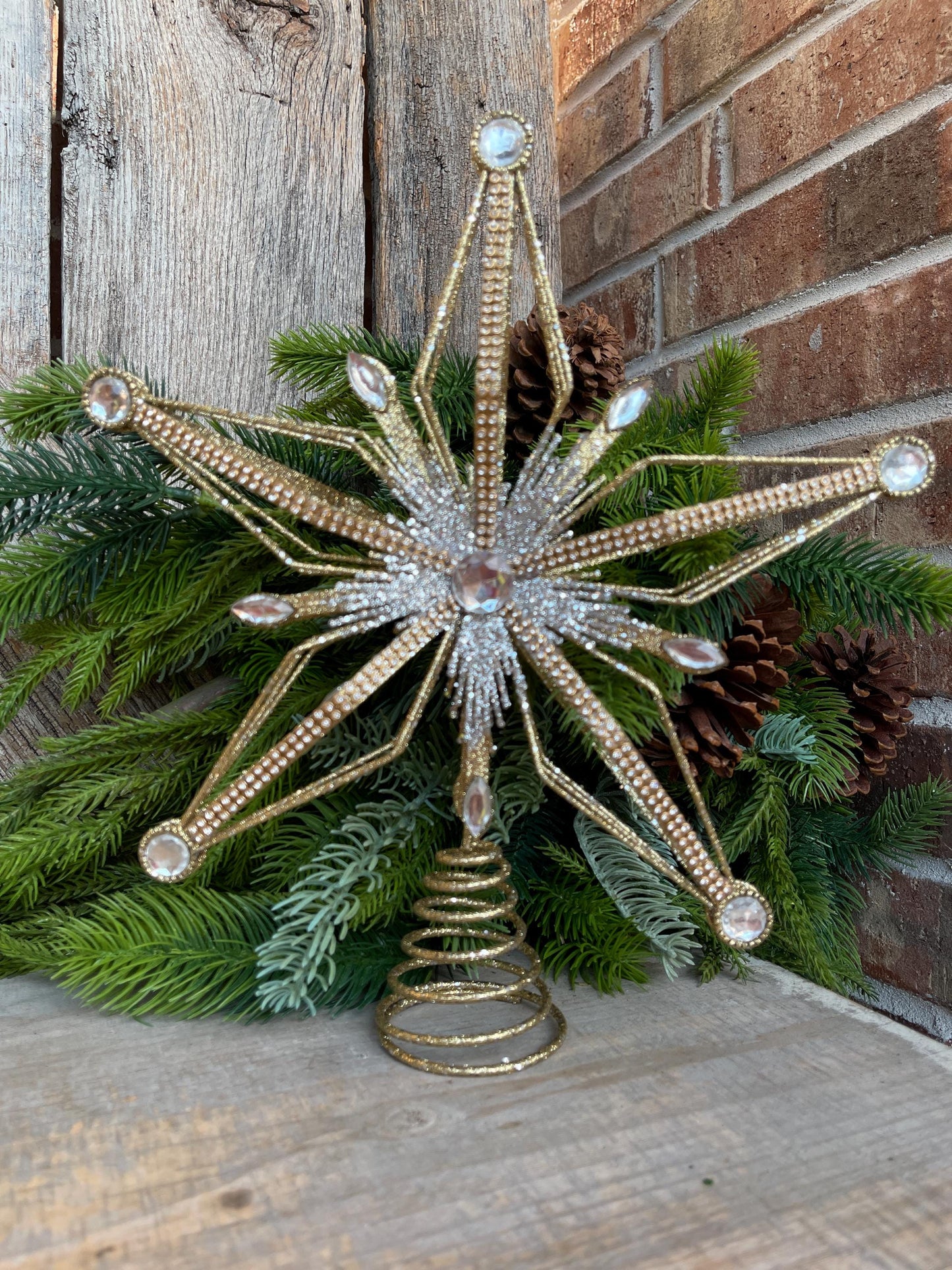 12" Gold & Silver Star Tree Topper, Star for Top Of Tree, Christmas Star