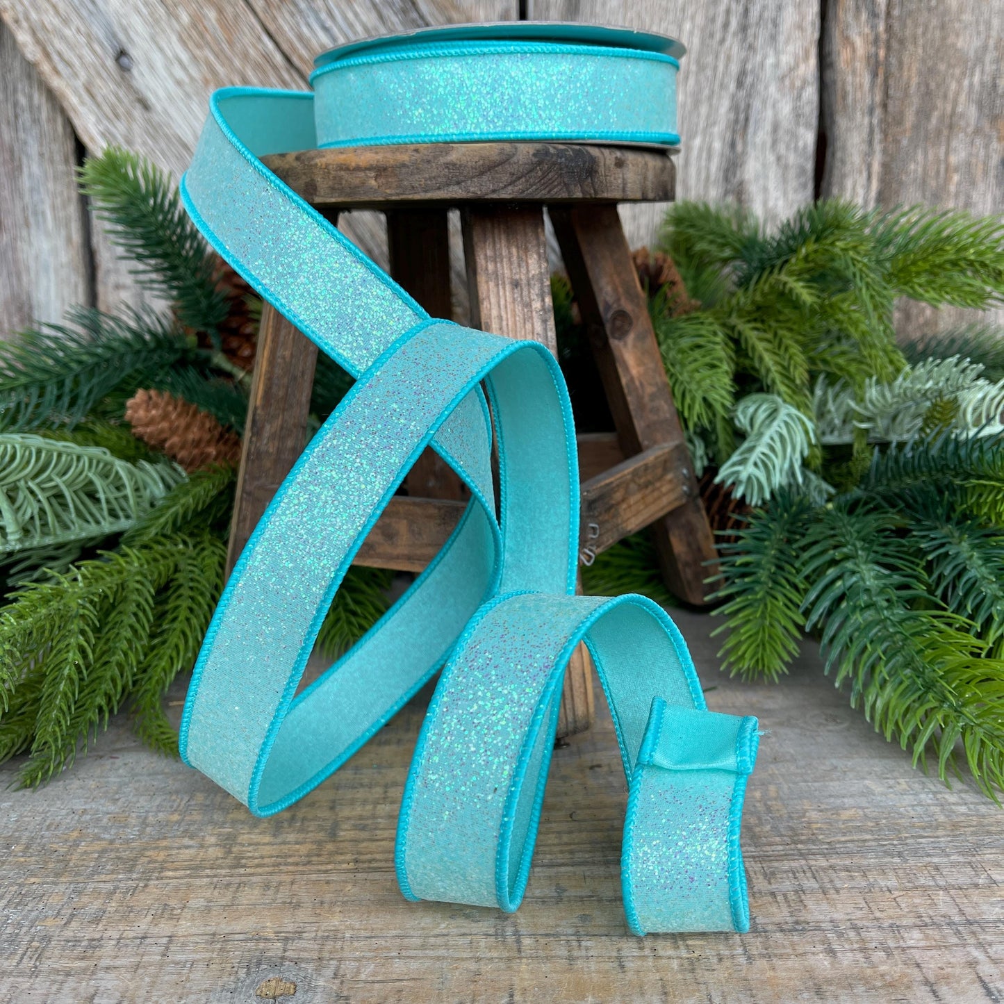 1" Light Blue Sugar Frost Ribbon, Farrisilk Ribbon, Blue Ribbon, Candy Theme Ribbon, Designer Ribbon, Teal Wired Ribbon, RS127-16
