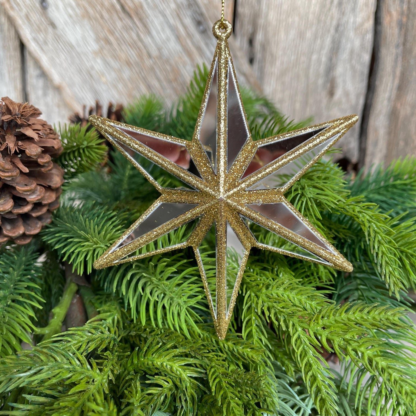 5" Gold Star Ornament, Mirror Star Ornament, Plastic Christmas Star Ornament, Christmas Ornament, Gold Star