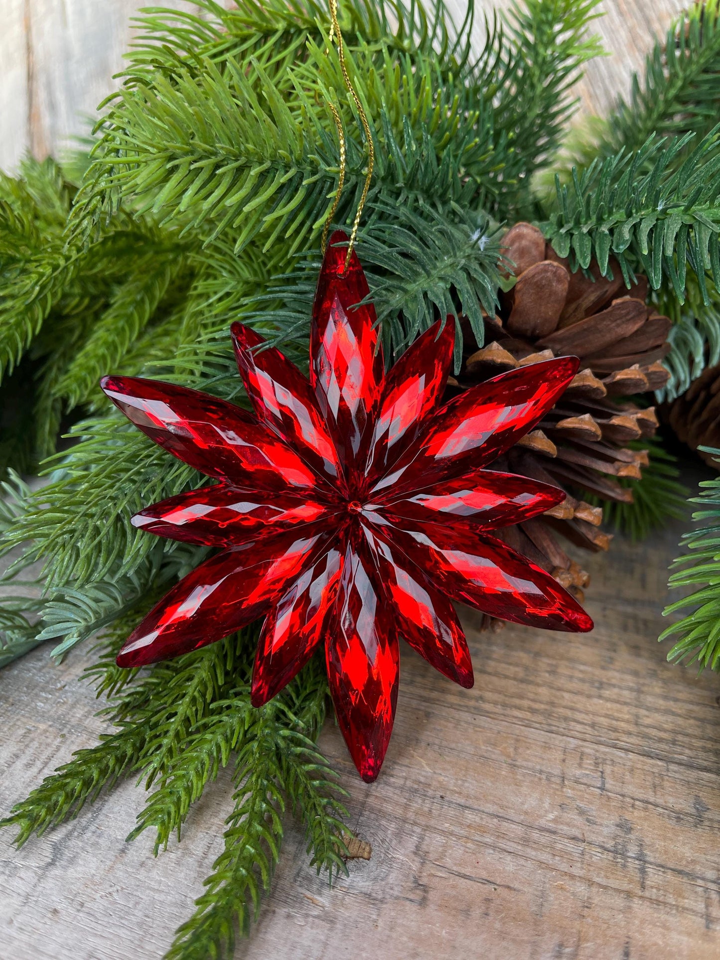4" Red Jewel Poinsettia Ornament, Christmas Ornament, Red Jewel Ornament, Poinsettia Ornament