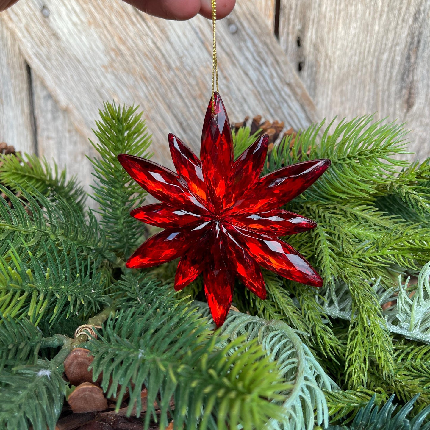 4" Red Jewel Poinsettia Ornament, Christmas Ornament, Red Jewel Ornament, Poinsettia Ornament