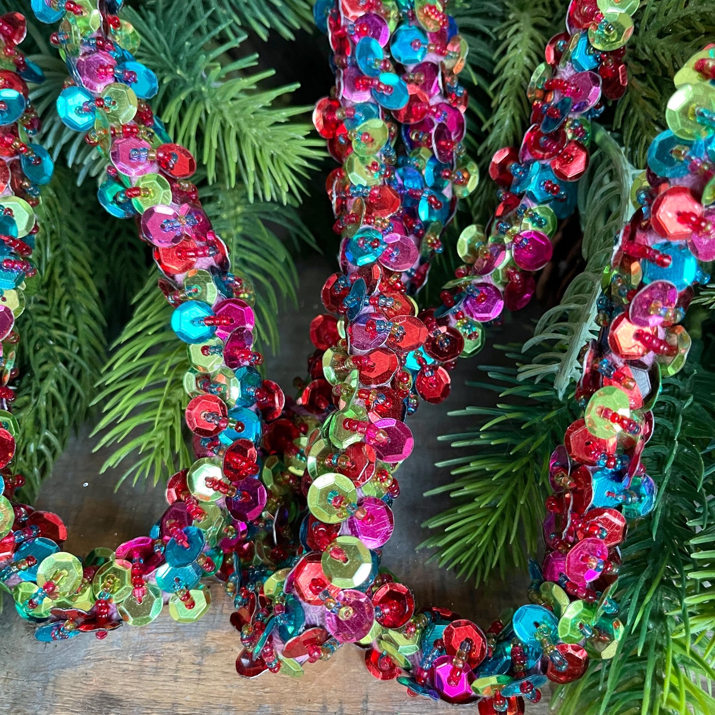 72" Retro Sequin Garland, Christmas Tree Garland, Colorful Sequin Garland, Colorful Christmas, Garland for Tree