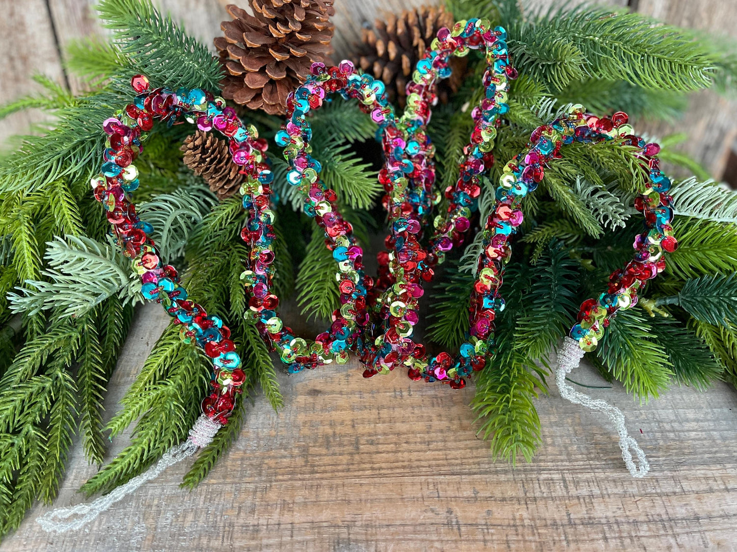 72" Retro Sequin Garland, Christmas Tree Garland, Colorful Sequin Garland, Colorful Christmas, Garland for Tree