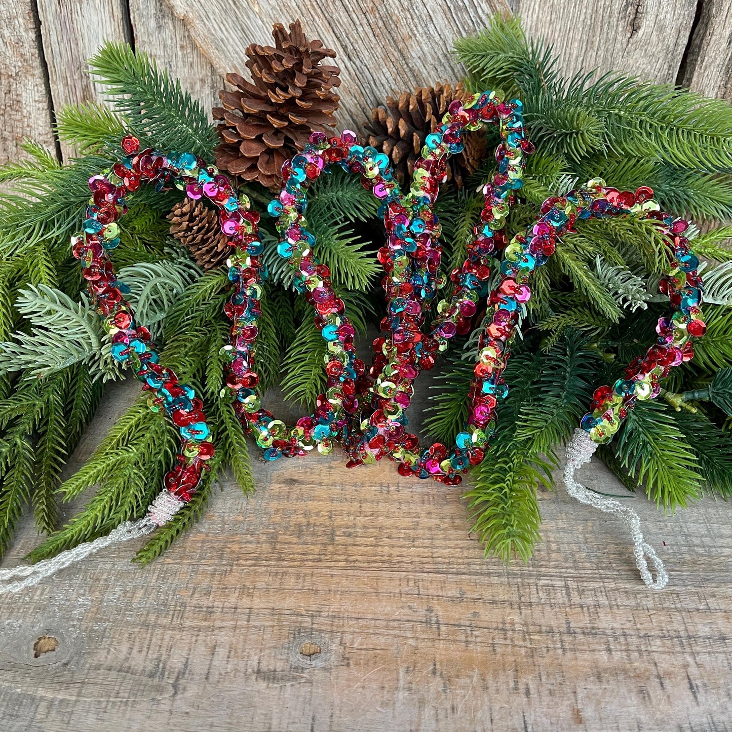 72" Retro Sequin Garland, Christmas Tree Garland, Colorful Sequin Garland, Colorful Christmas, Garland for Tree