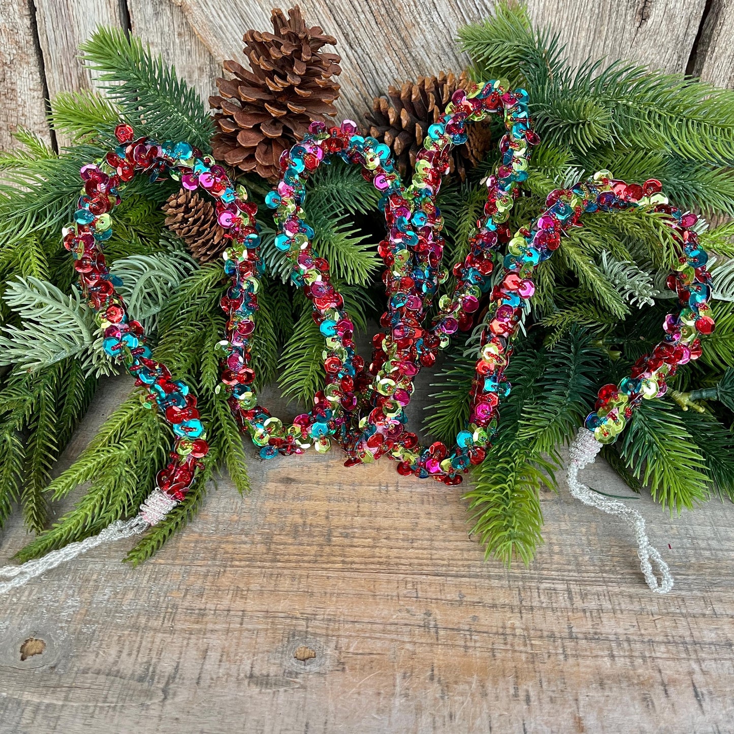 72" Retro Sequin Garland, Christmas Tree Garland, Colorful Sequin Garland, Colorful Christmas, Garland for Tree