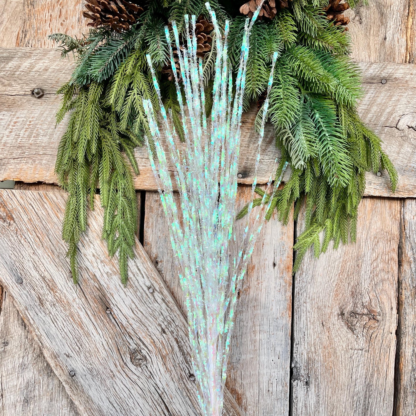 36" White Iredescent Spray, White Christmas Spray, Christmas Tree Spray