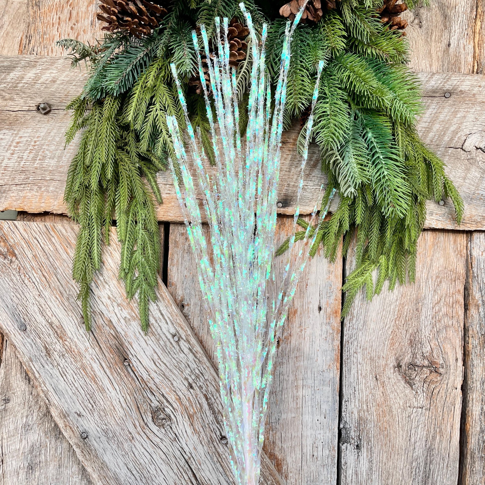 36" White Iredescent Spray, White Christmas Spray, Christmas Tree Spray