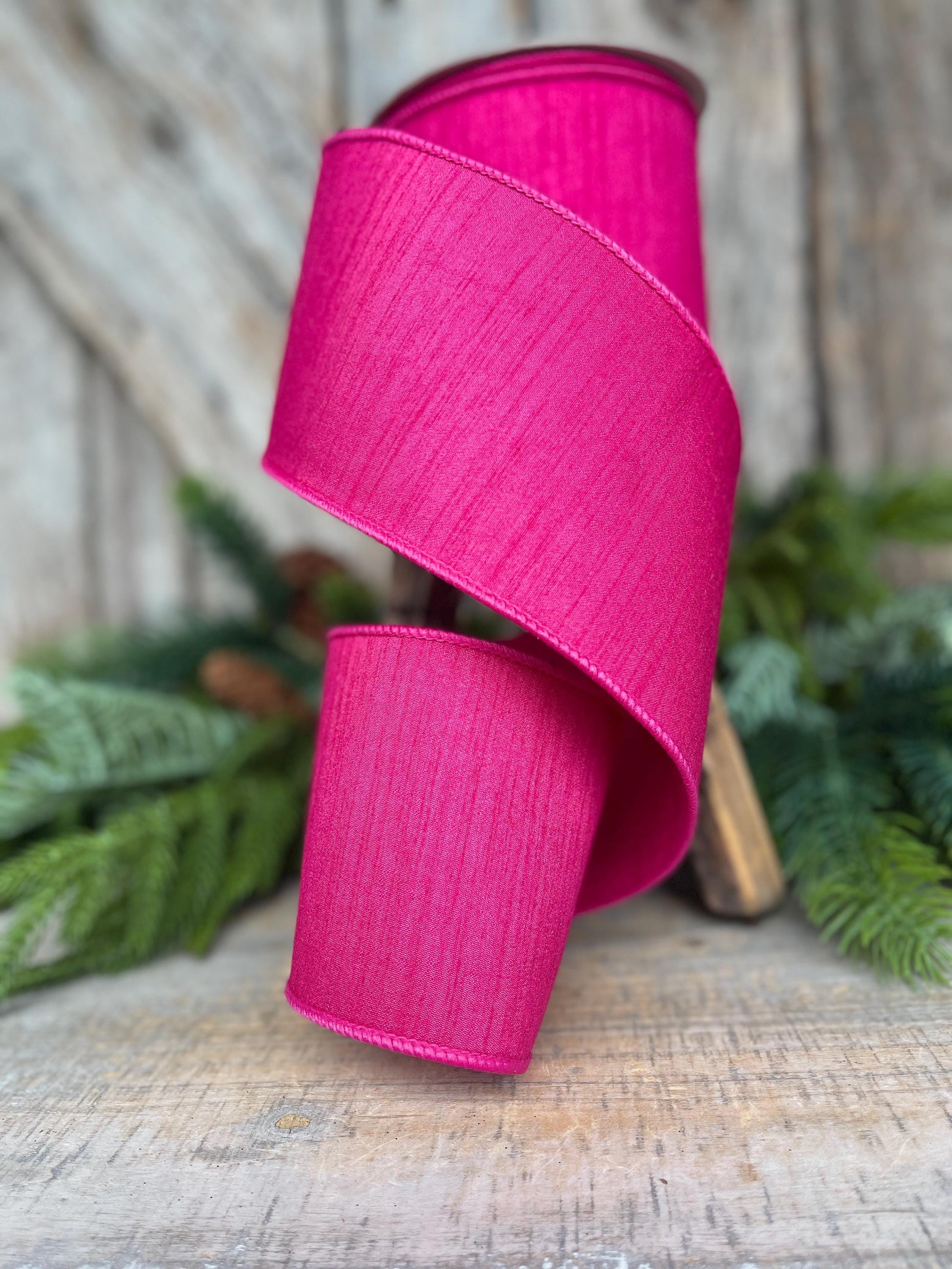 4” Hot Pink Ribbon, Farrisilk ribbon, Christmas Ribbon