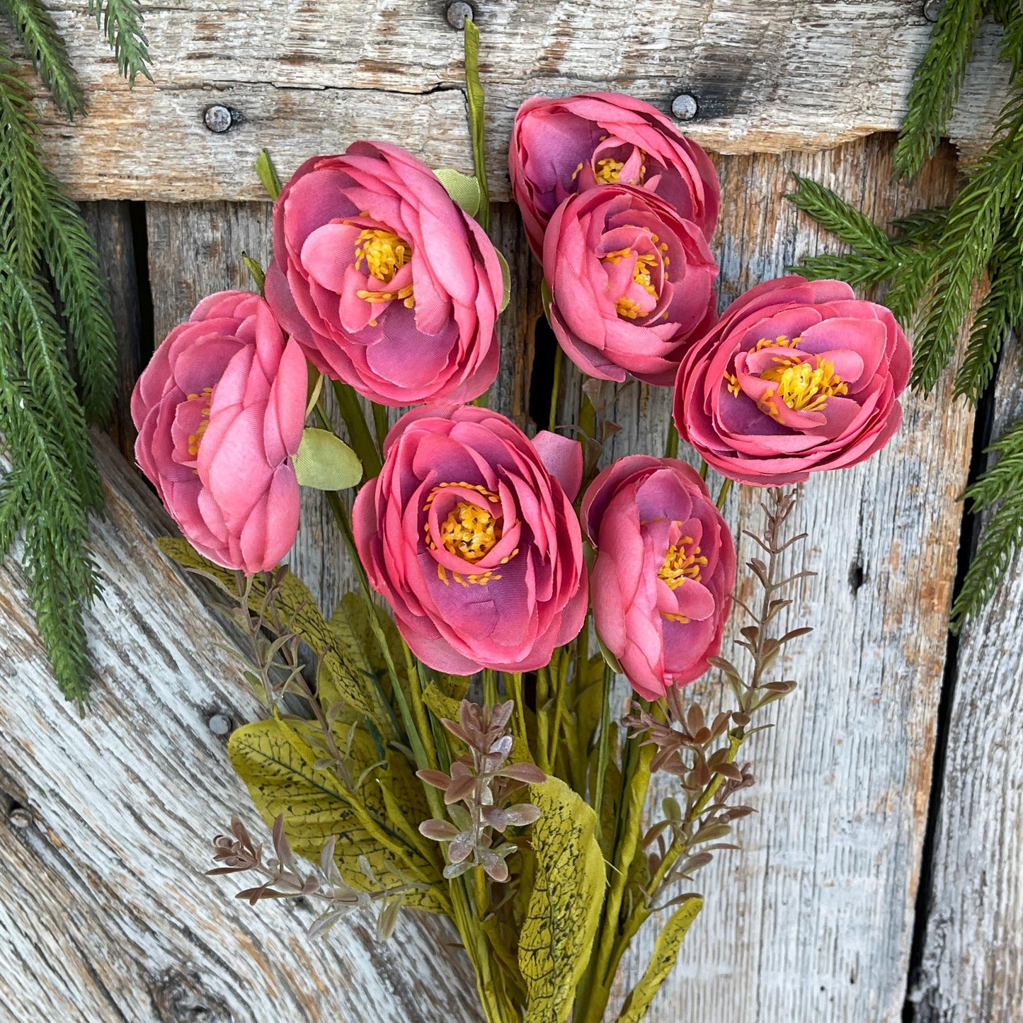 20" Mauve Ranunculus Bush, Fall Floral Bush, Fall Ranunculus Bush