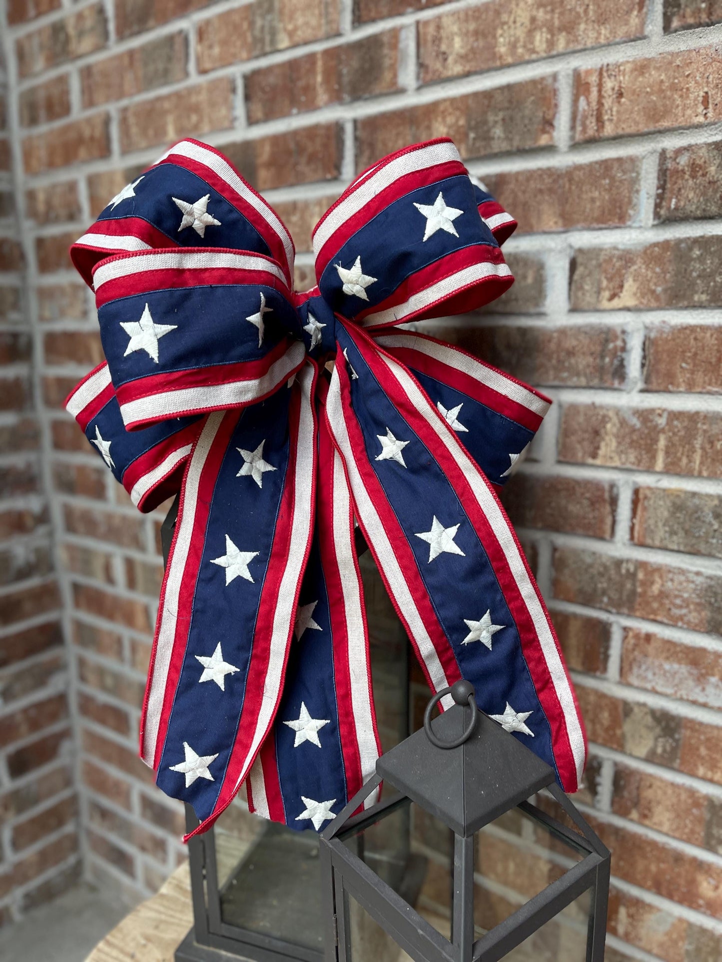 Patriotic bow, lantern swag, wreath bow