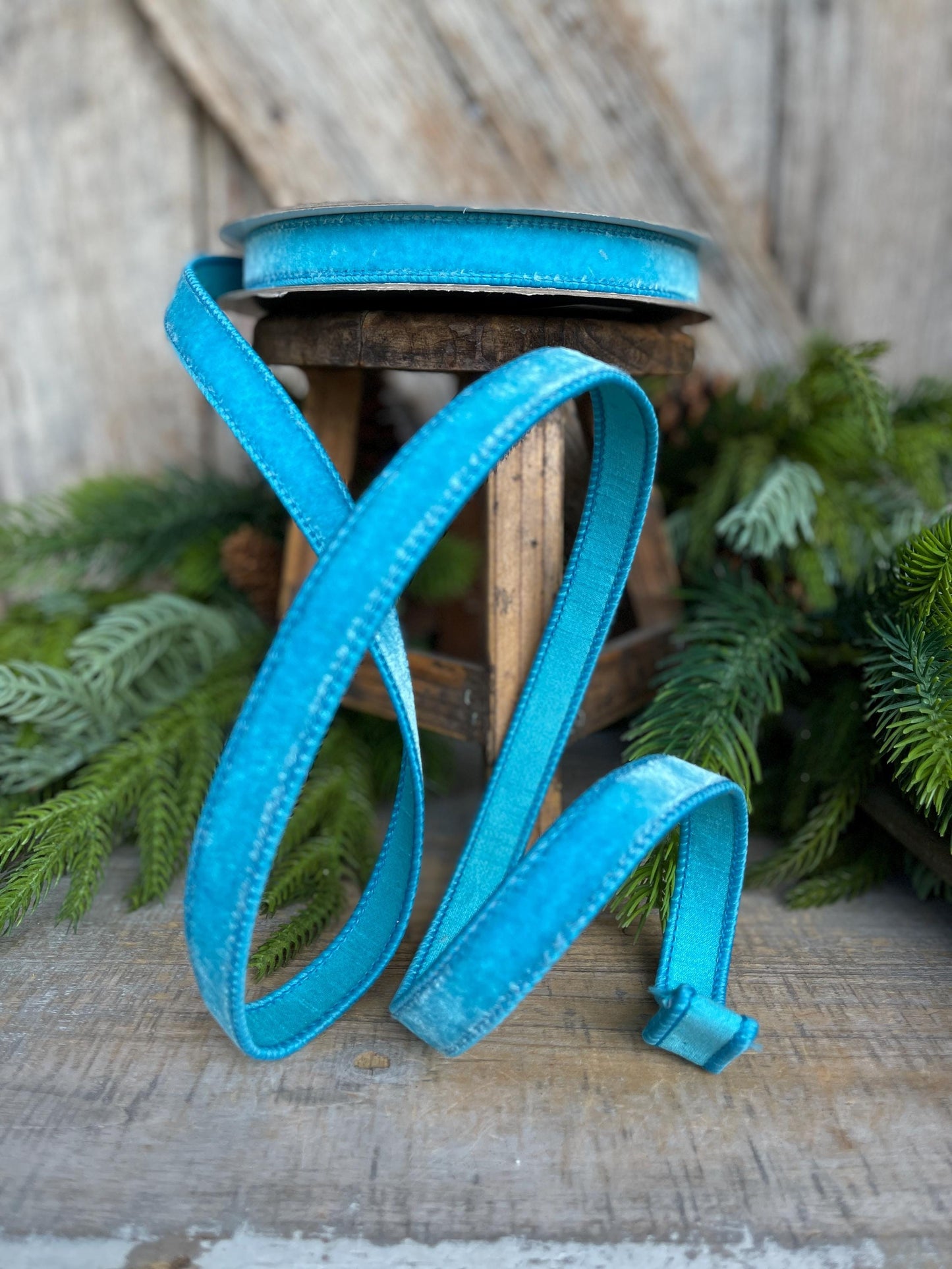 3/4" Sky Blue Velvet Ribbon, Farrisilk Ribbon, Velvet Ribbon