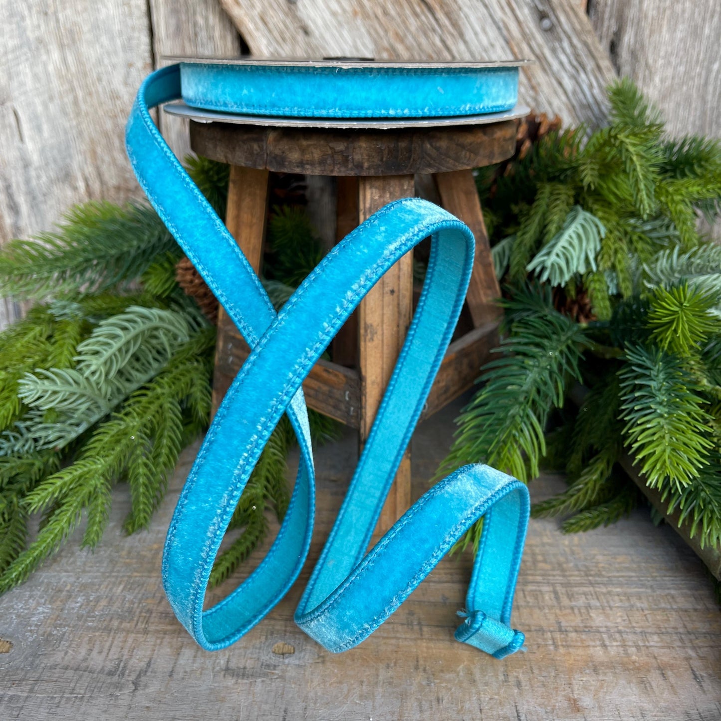 3/4" Sky Blue Velvet Ribbon, Farrisilk Ribbon, Velvet Ribbon