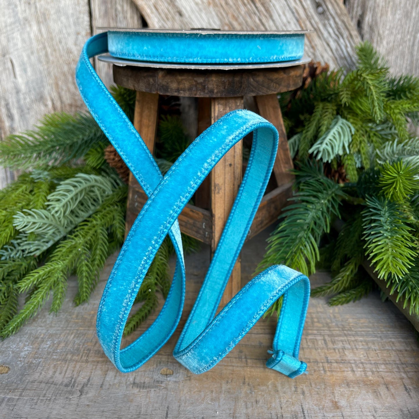 3/4" Sky Blue Velvet Ribbon, Farrisilk Ribbon, Velvet Ribbon