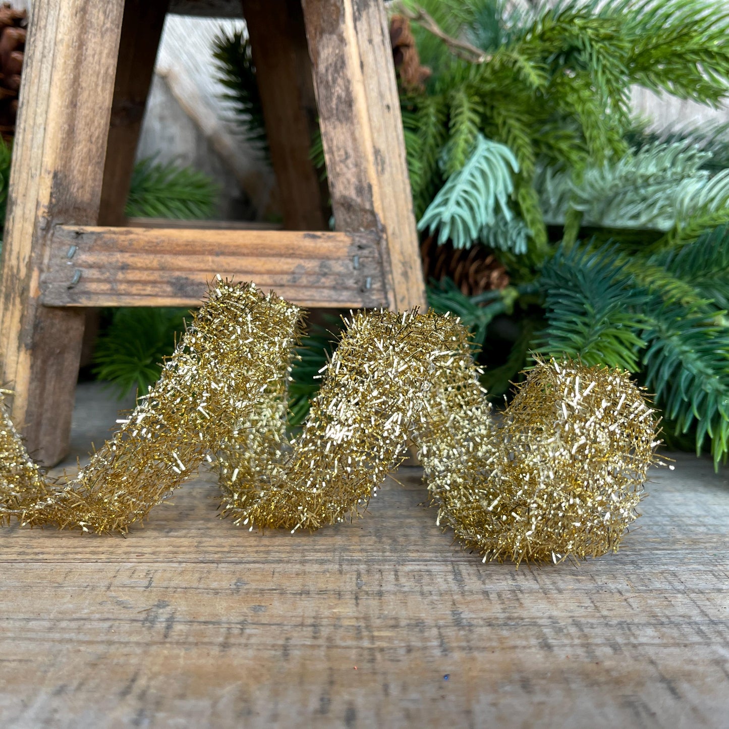 7/8" Gold Tinsel Ribbon, Gold Ribbon, Christmas Ribbon, Narrow Ribbon, Gift Wrap RIbbon, Designer Christmas, 77460-05-15