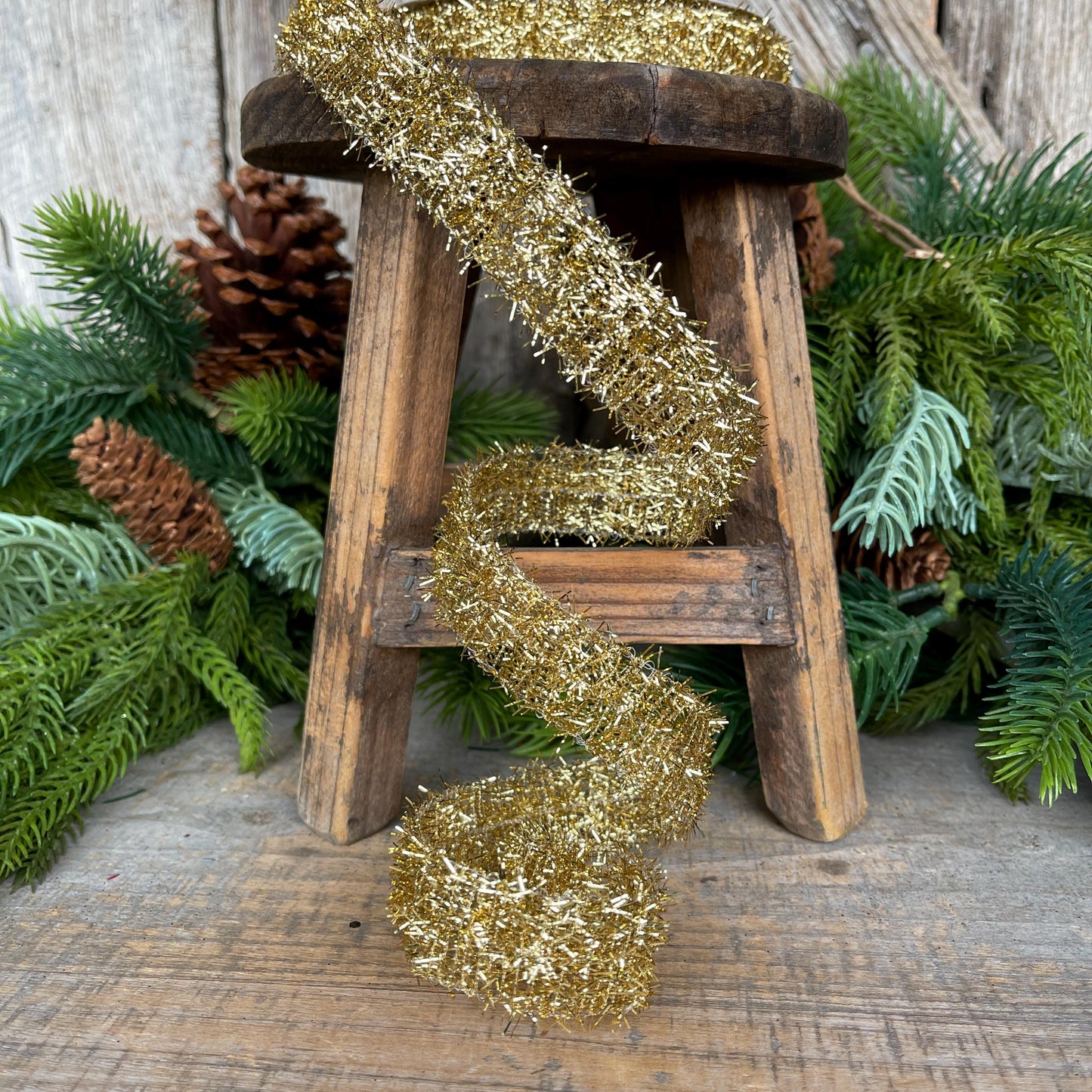 7/8" Gold Tinsel Ribbon, Gold Ribbon, Christmas Ribbon, Narrow Ribbon, Gift Wrap RIbbon, Designer Christmas, 77460-05-15