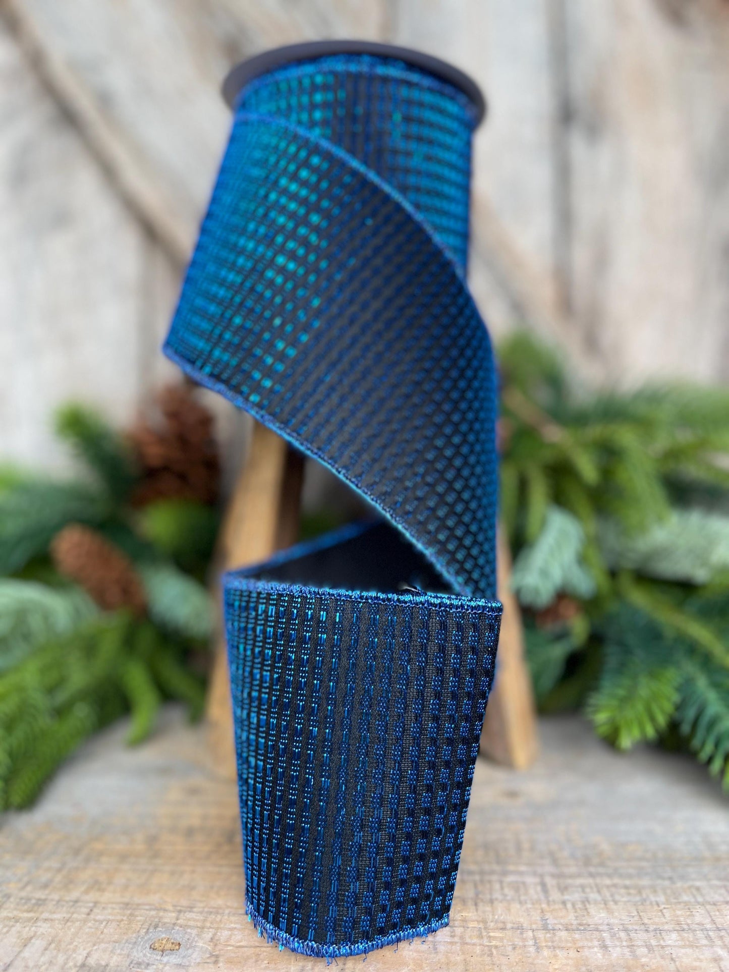 4" Midnight Blue RIbbon, Blue Ribbon, Wired Ribbon, Navy Blue Ribbon, Christmas Tree Ribbon, Metallic Ribbon, 72515-40-25