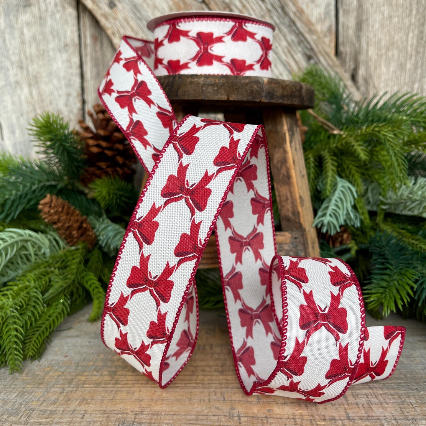 1.5" Coquette Red Bow Ribbon, Red Bow Ribbon, Red Christmas Ribbon, Christmas Gift Wrap Ribbon, Ribbon for Tree, Ribbon for Bows