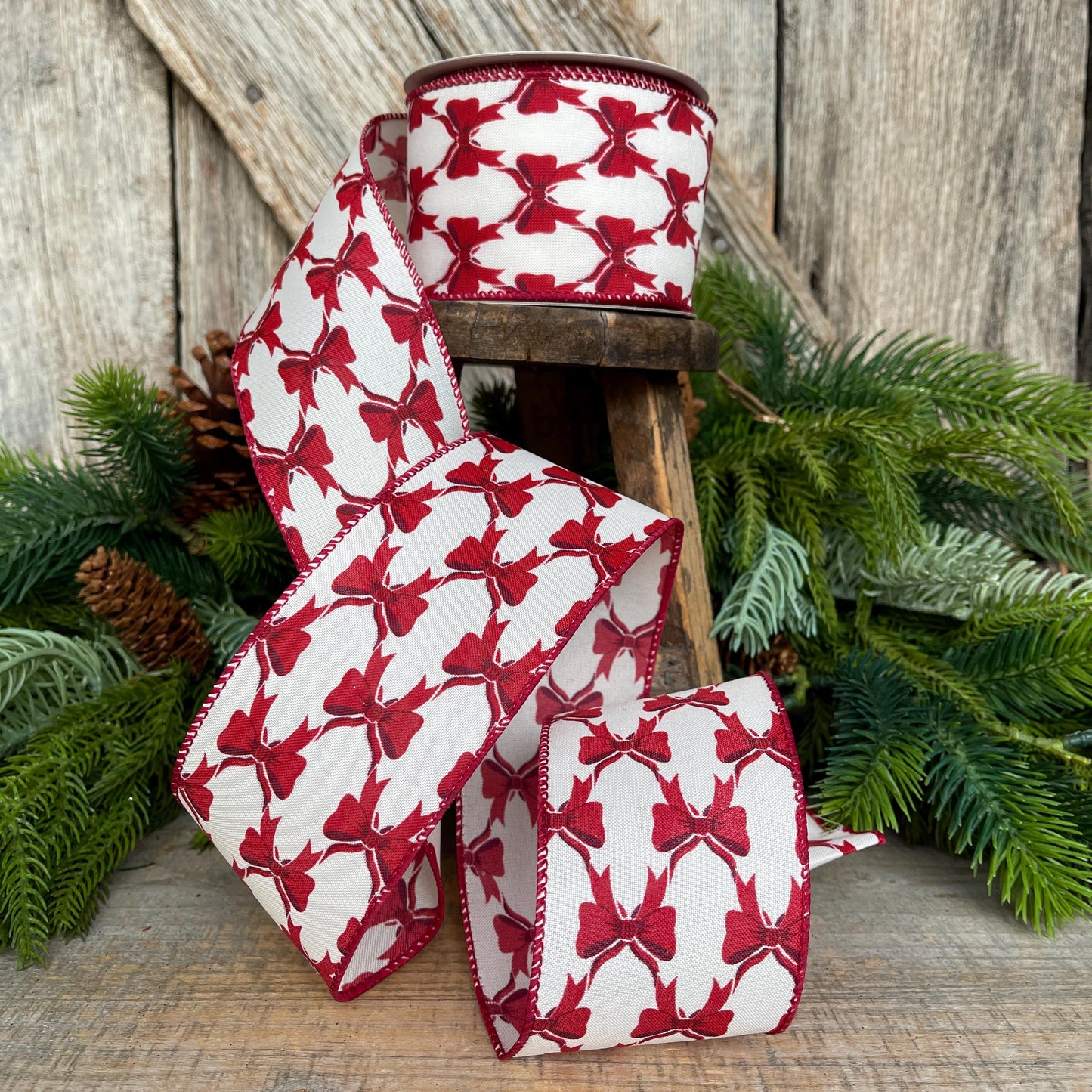 2.5" Coquette Dark Red Bow Ribbon, Red Bow Ribbon, Red Christmas Ribbon, Christmas Gift Wrap Ribbon, Ribbon for Tree, Ribbon for Bows