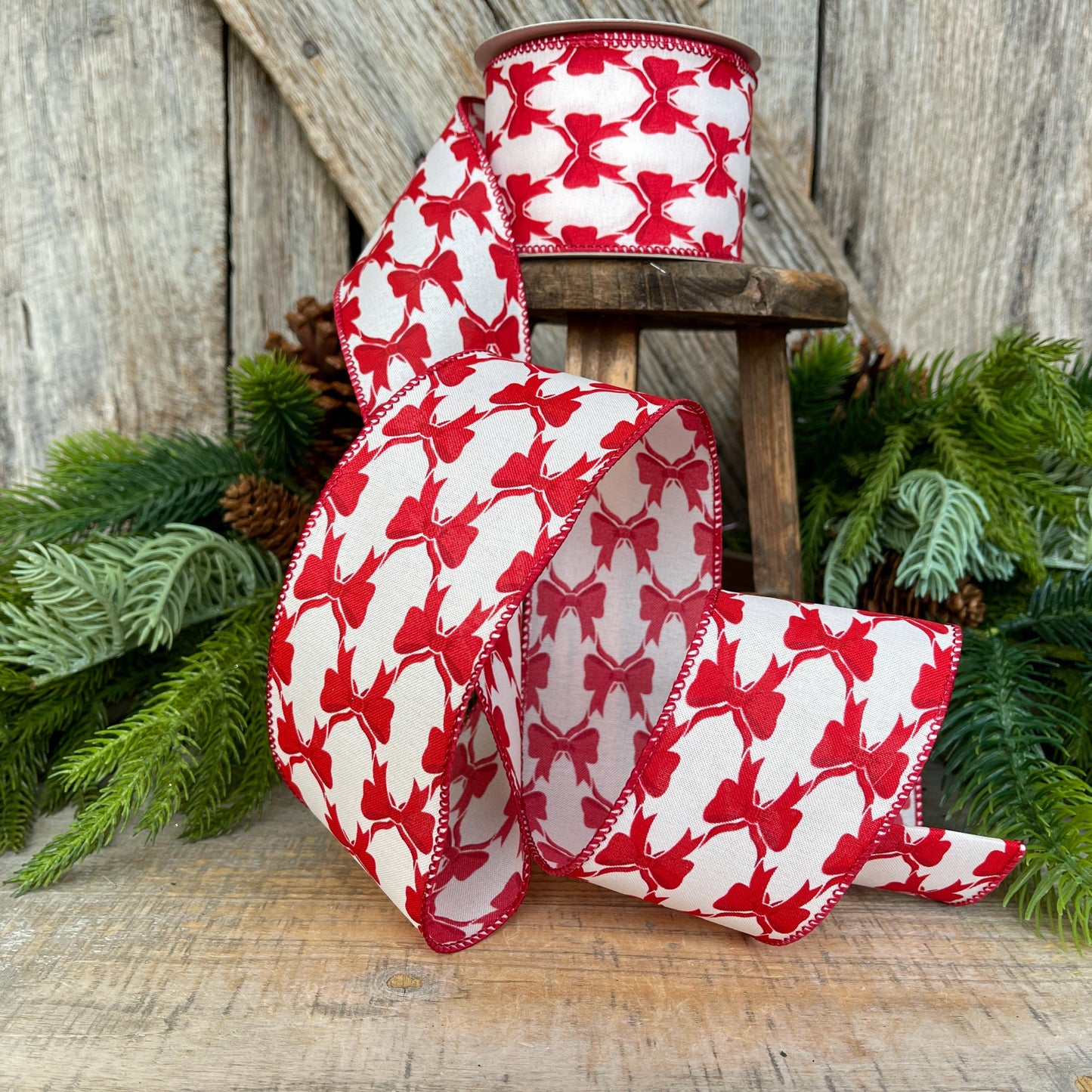 2.5" Coquette Bright Red Bow Ribbon, Red Bow Ribbon, Red Christmas Ribbon, Christmas Gift Wrap Ribbon, Ribbon for Tree, Ribbon for Bows