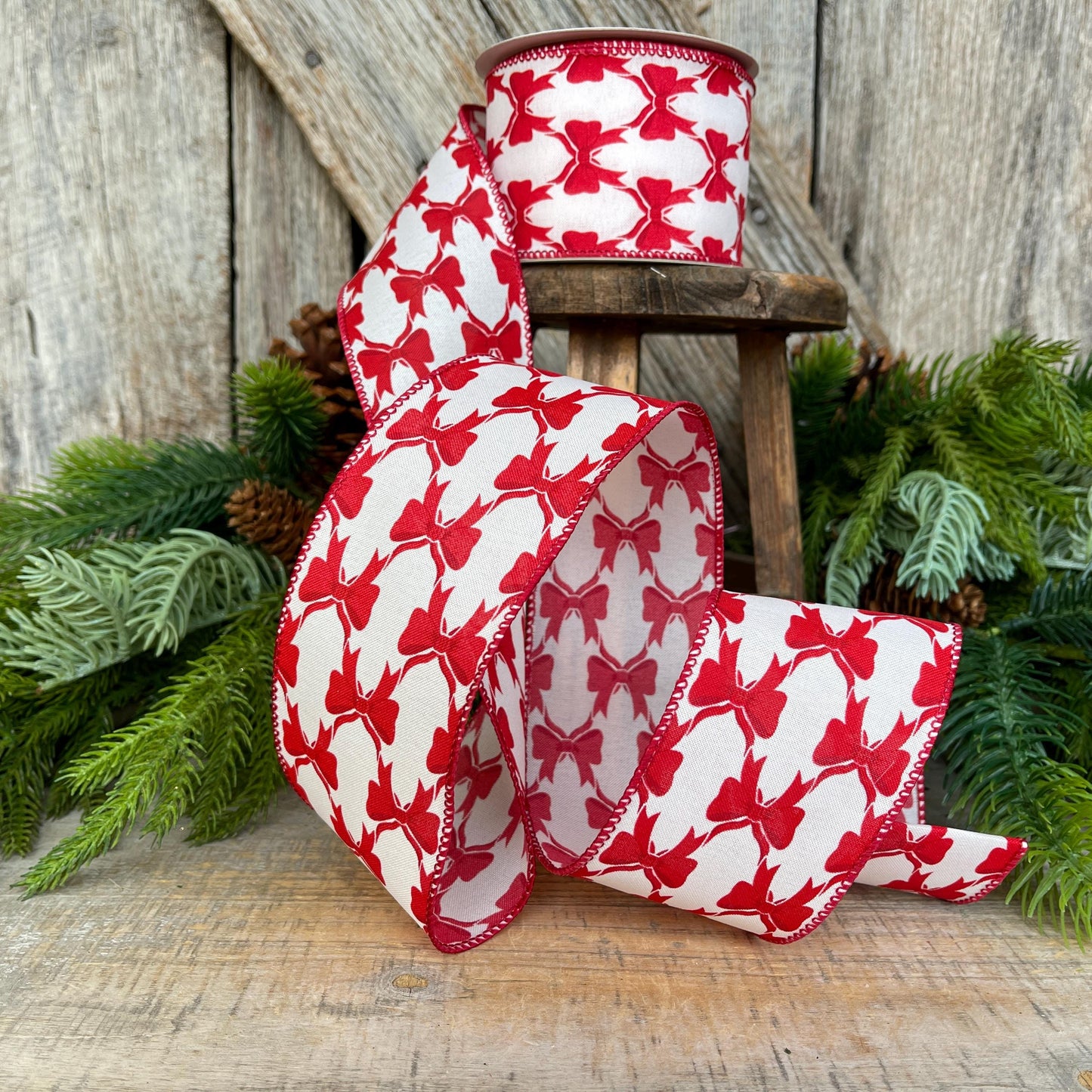 2.5" Coquette Bright Red Bow Ribbon, Red Bow Ribbon, Red Christmas Ribbon