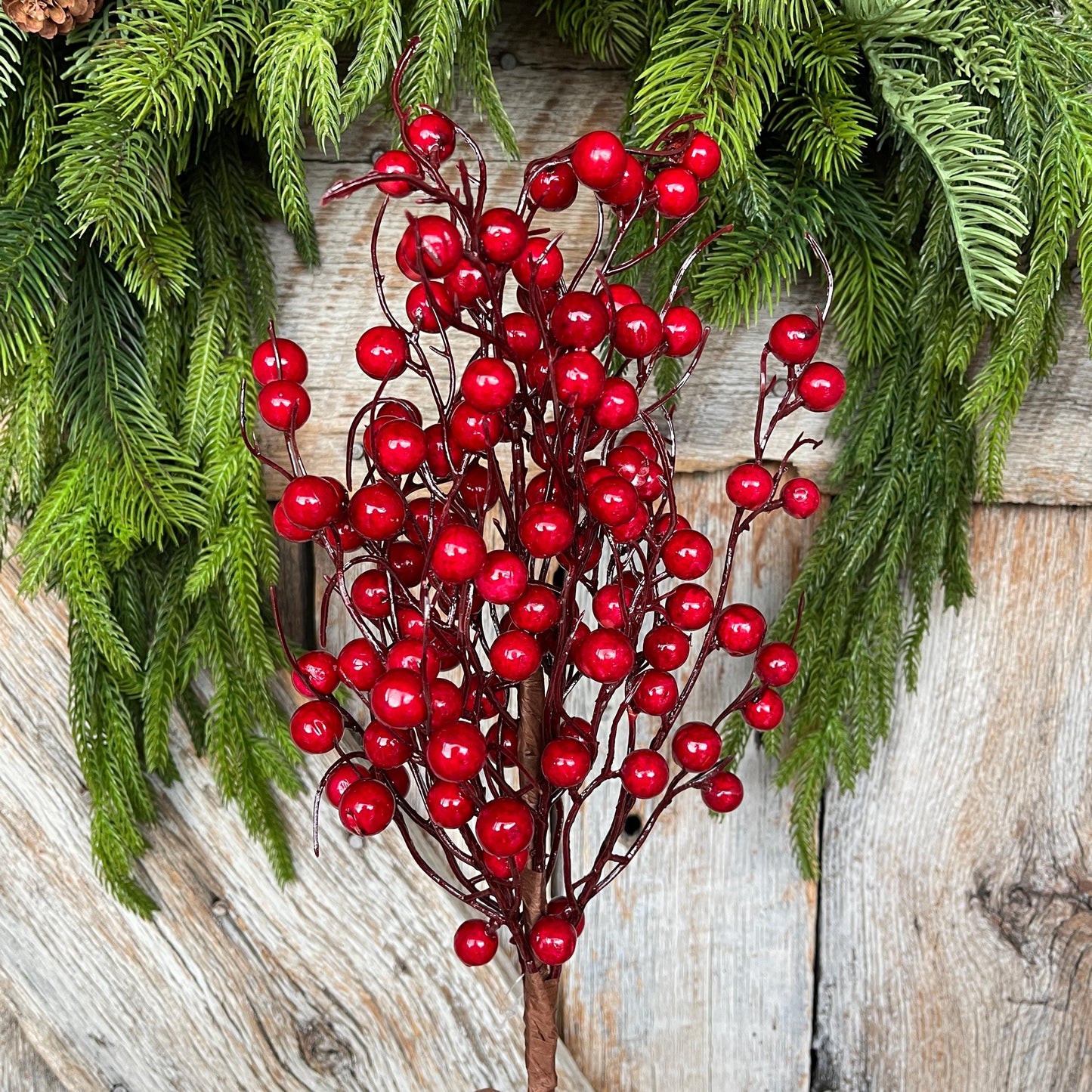 20" Red Berry Bush, Christmas Berries Stem, Christmas Tree Berries