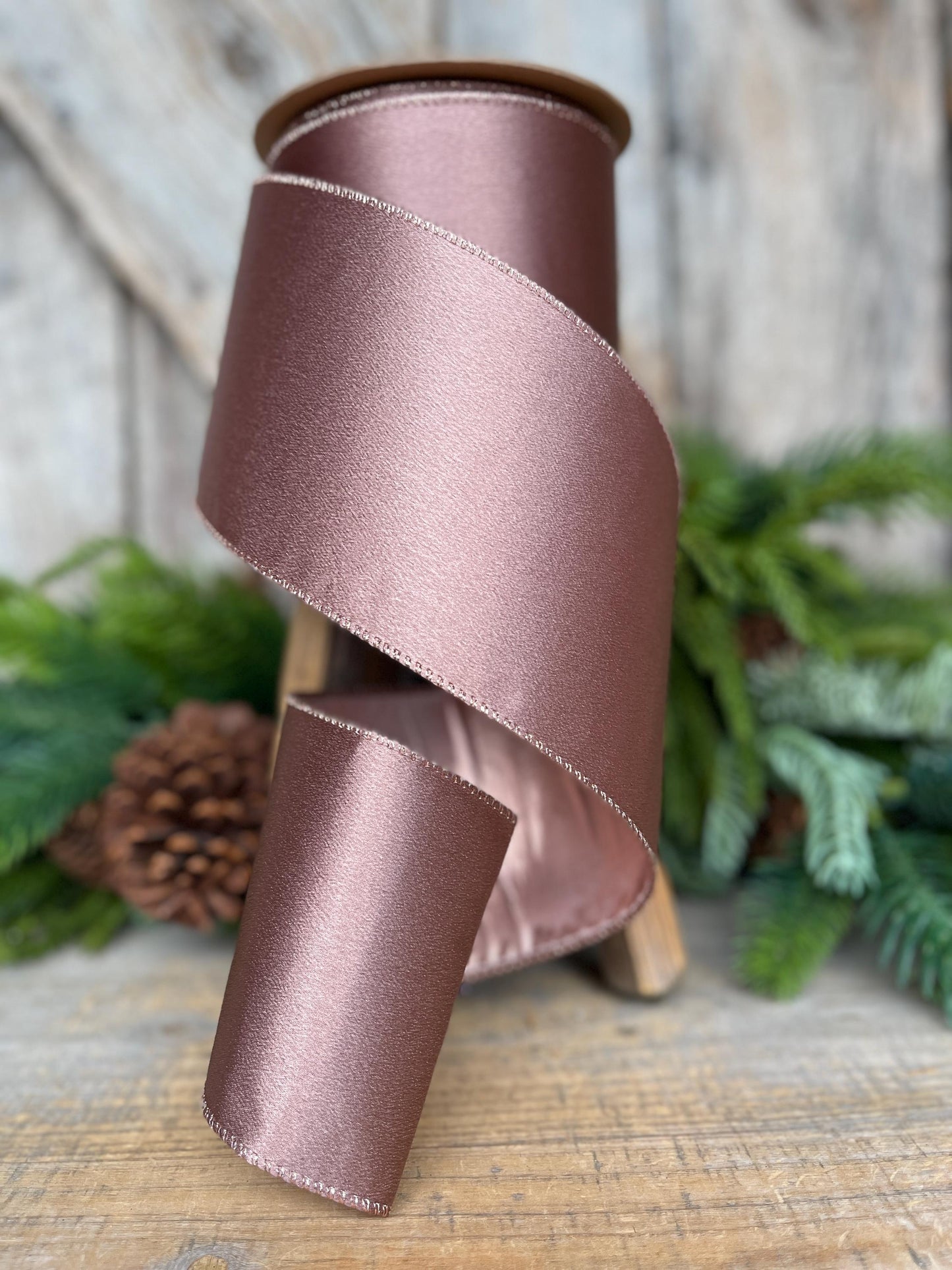 4" Rose Gold Ribbon, Rose Gold Christmas Ribbon, Metallic Ribbon